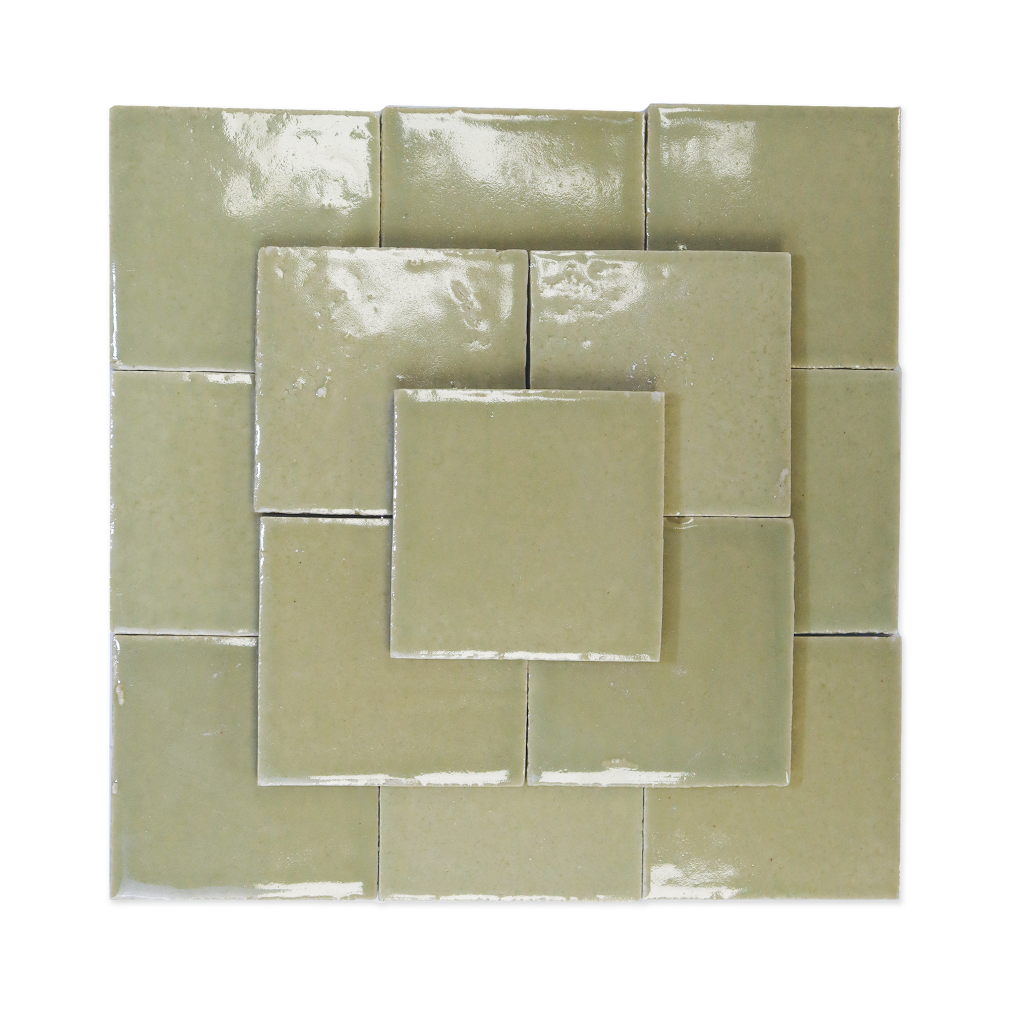 Stoneware 3.5x3.5 Barley Green Glossy Tile