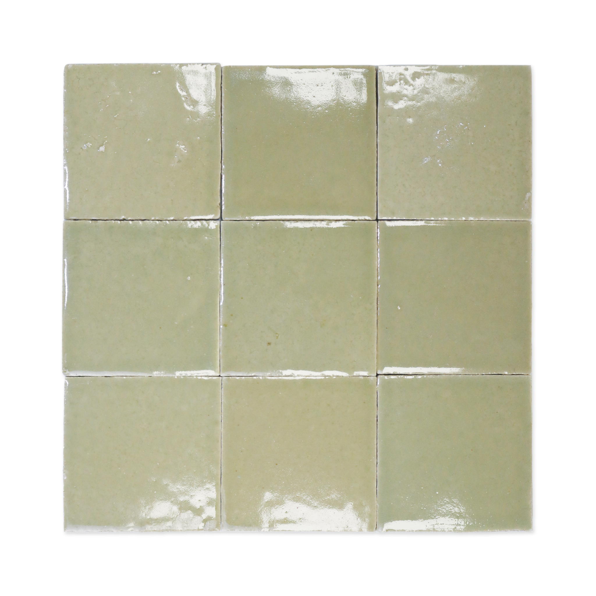 Stoneware 3.5x3.5 Barley Green Glossy Tile