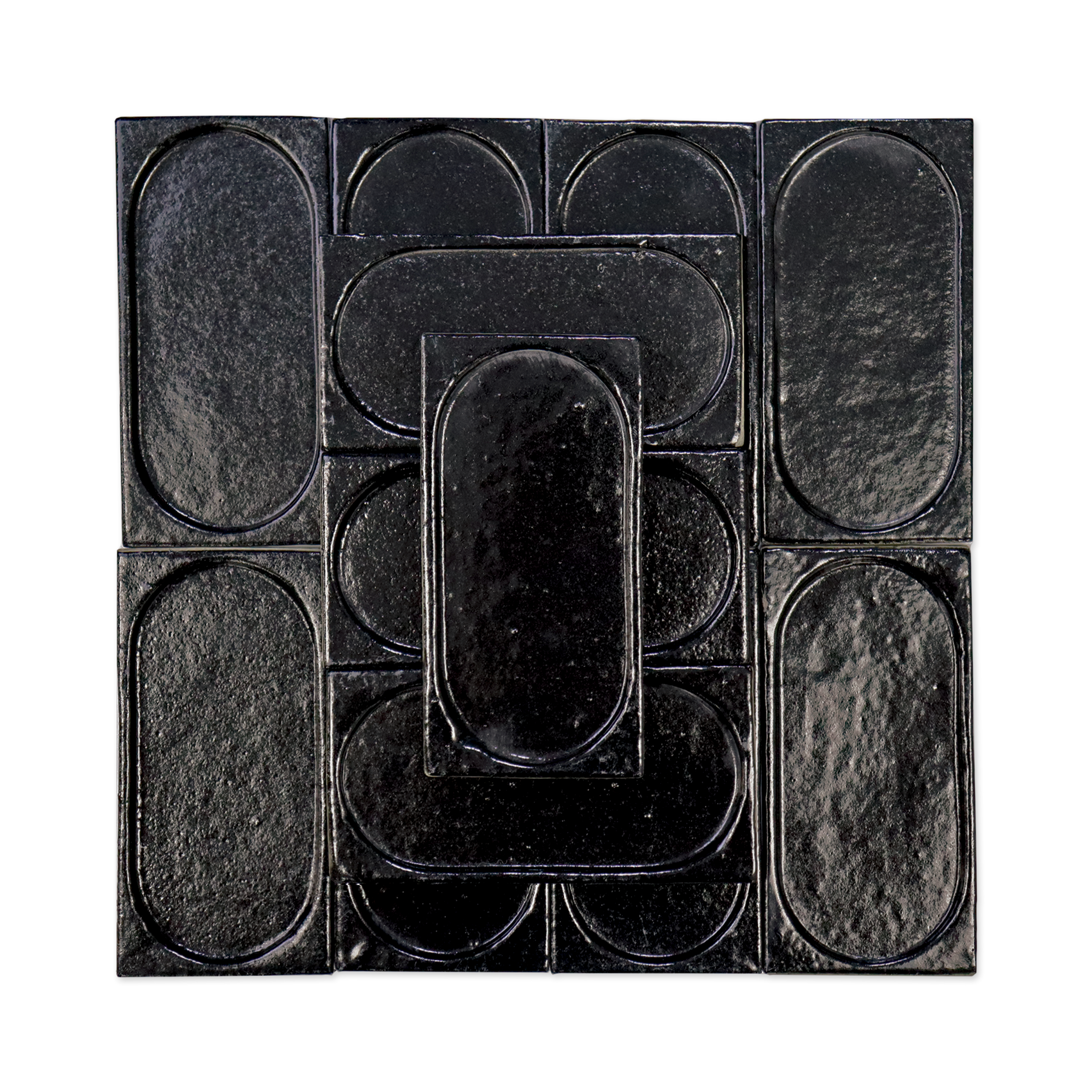 Stoneware 3x6 Coal Black Arched Glossy Tile
