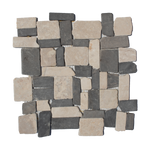 Cotton White & Smoke Grey Marble Mosaic