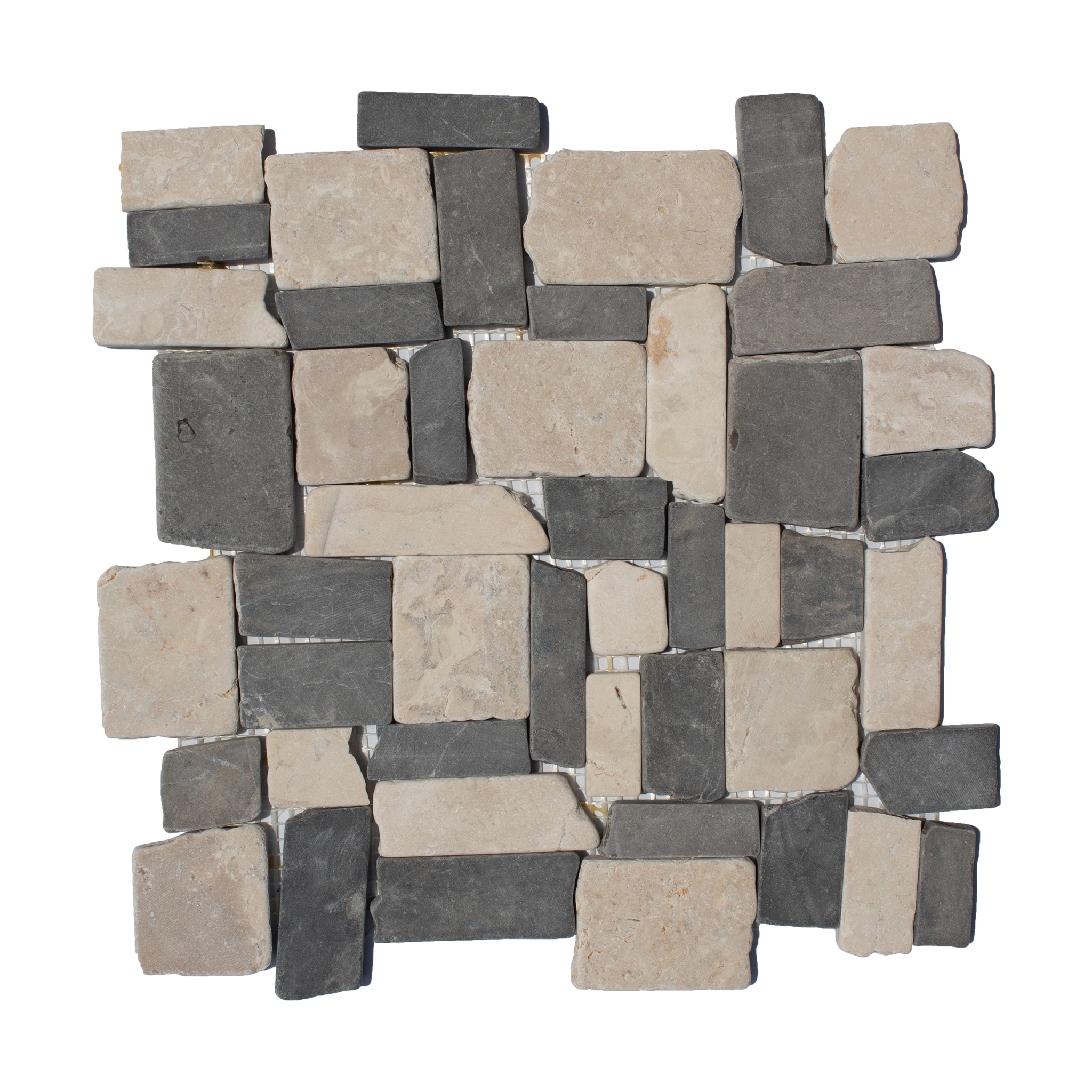 Cotton White & Smoke Grey Marble Mosaic