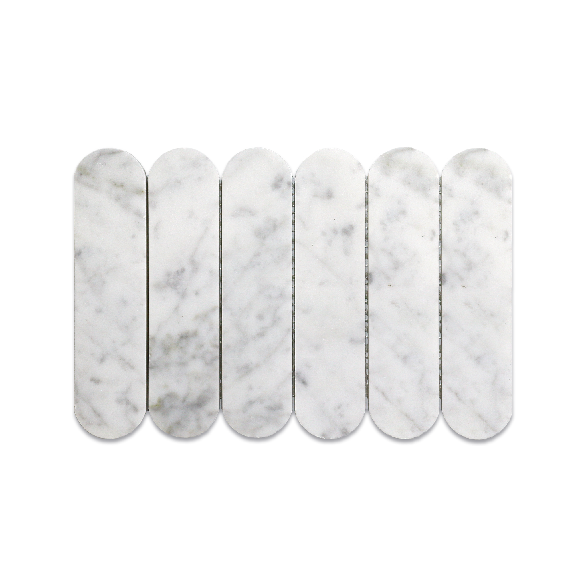 Pill Shape Bianco Carrara Marble Honed Mosaic Tile