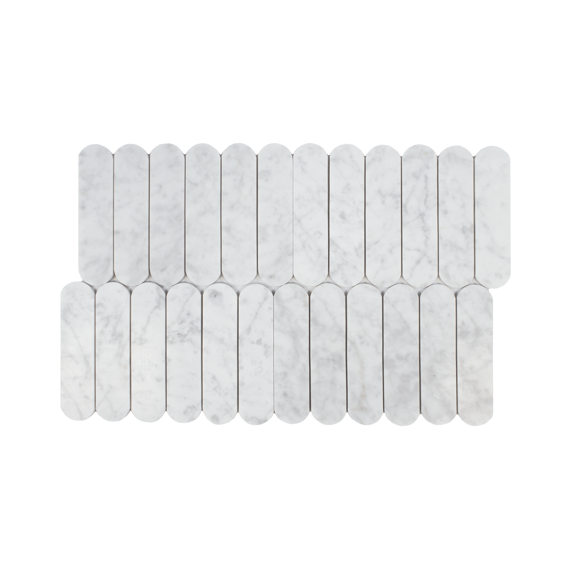 Pill Shape Bianco Carrara Marble Honed Mosaic Tile