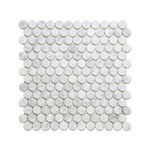 Penny Round 1" Bianco Carrara Marble Honed Mosaic Tile