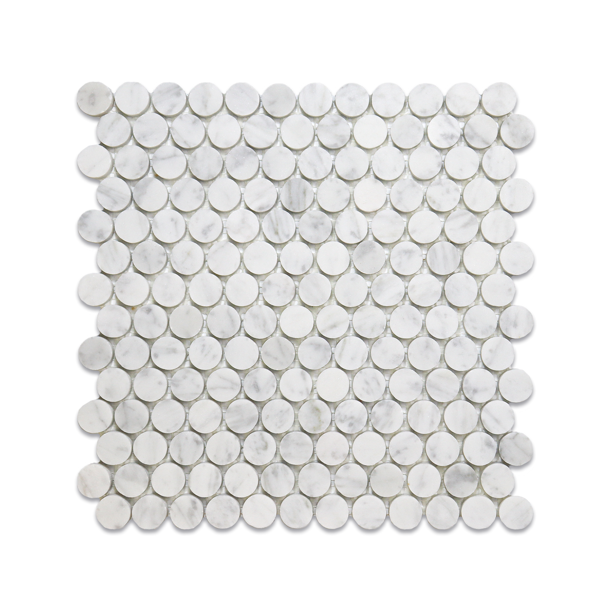 Penny Round 1" Bianco Carrara Marble Honed Mosaic Tile