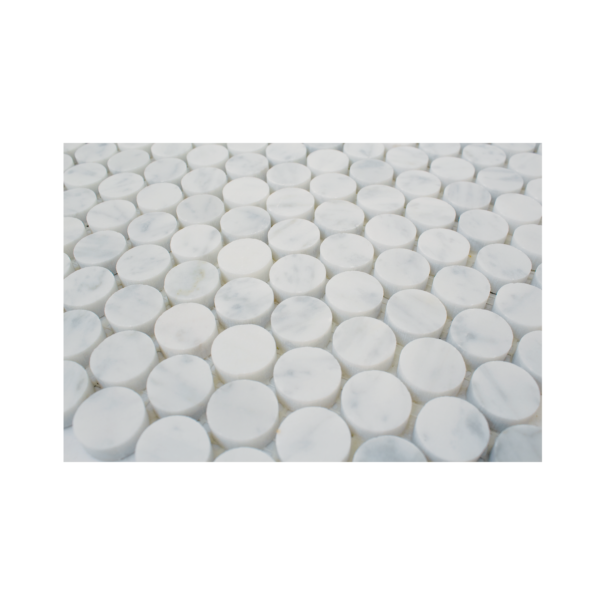 Penny Round 1" Bianco Carrara Marble Honed Mosaic Tile