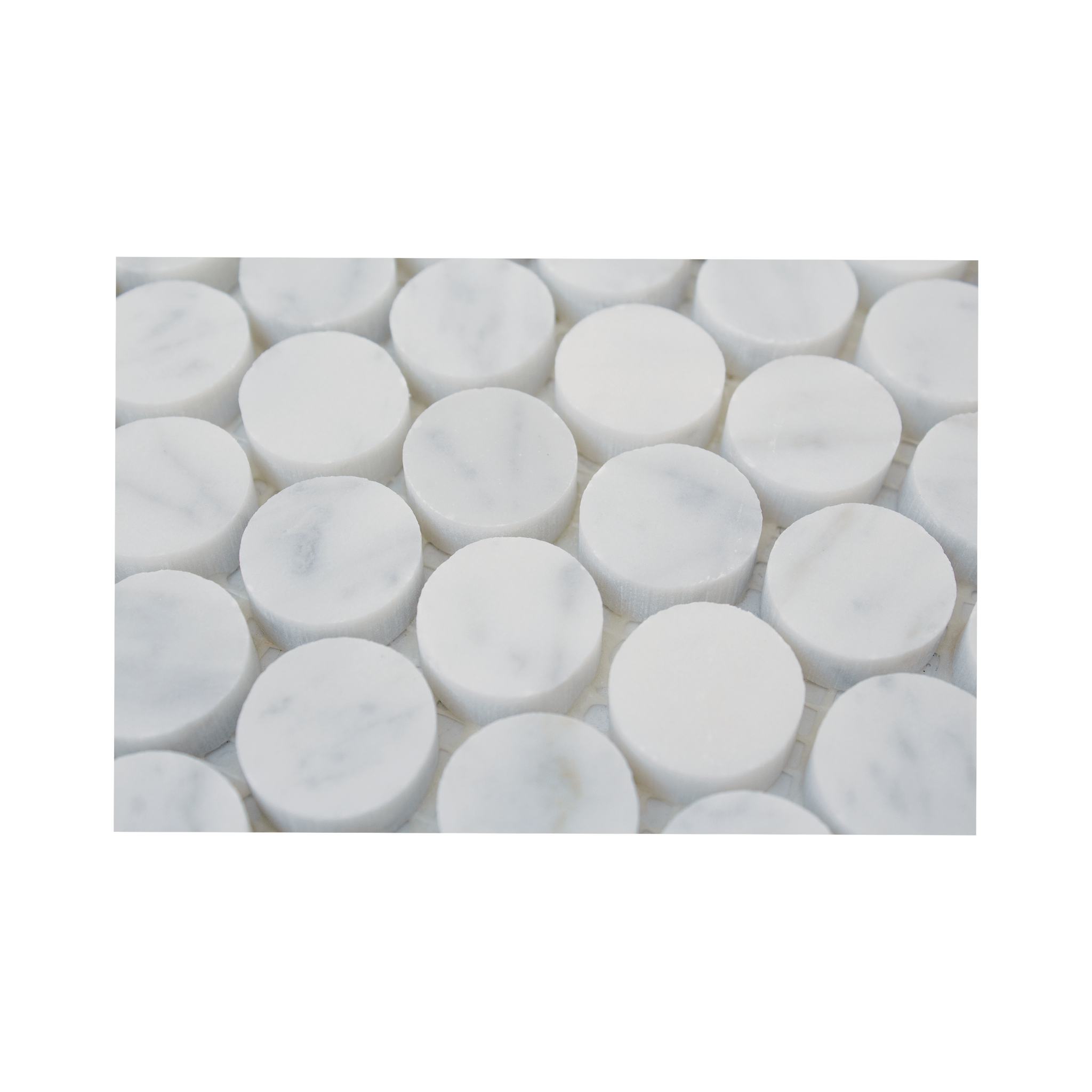 Penny Round 1" Bianco Carrara Marble Honed Mosaic Tile