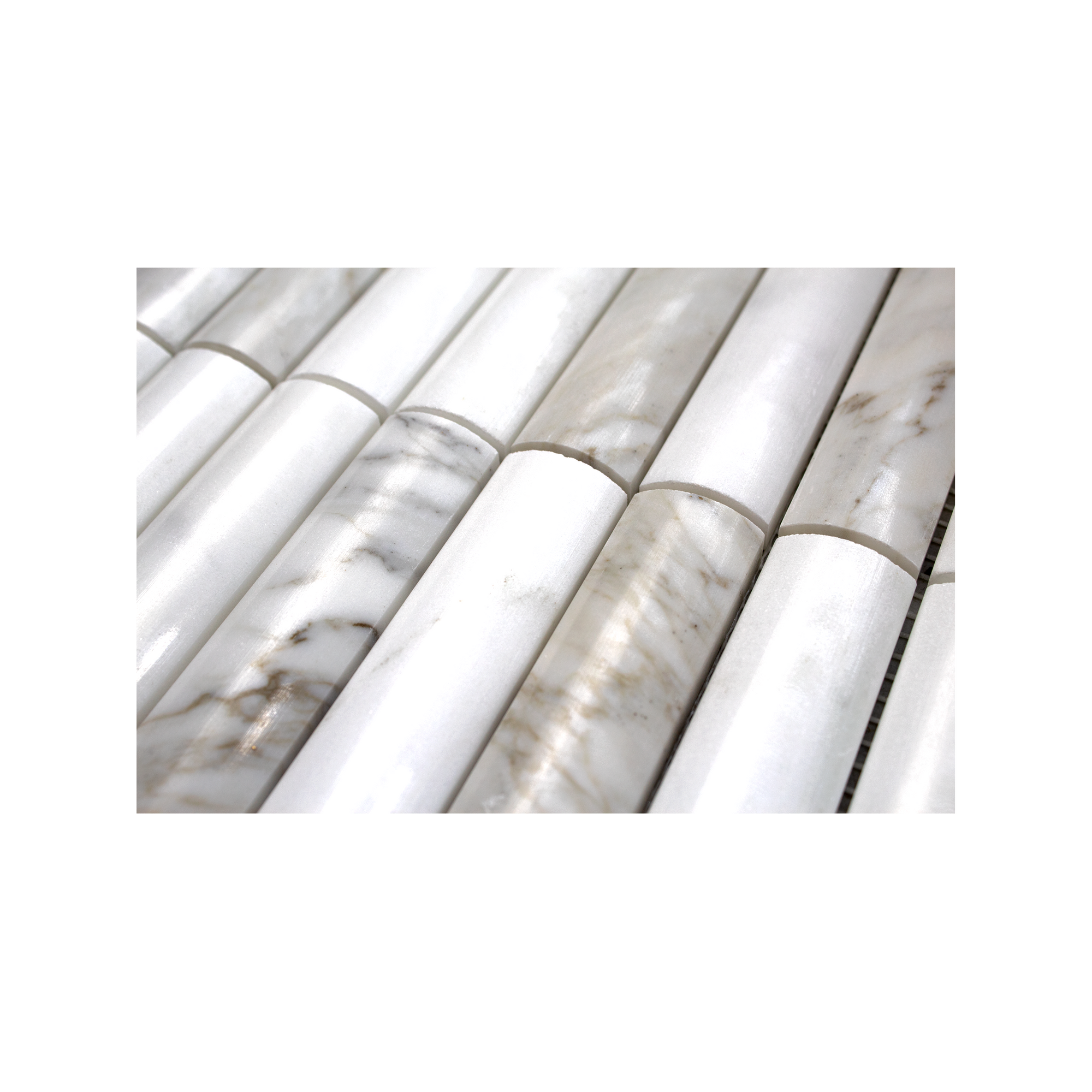 Fluted Calacatta Gold Marble Polished Mosaic Tile