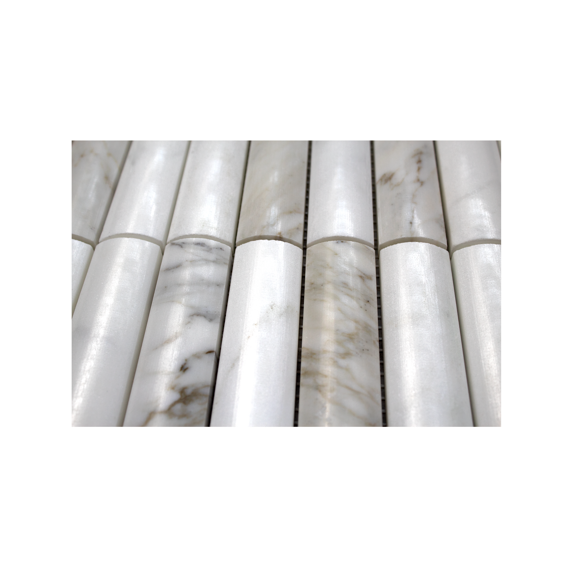 Fluted Calacatta Gold Marble Polished Mosaic Tile