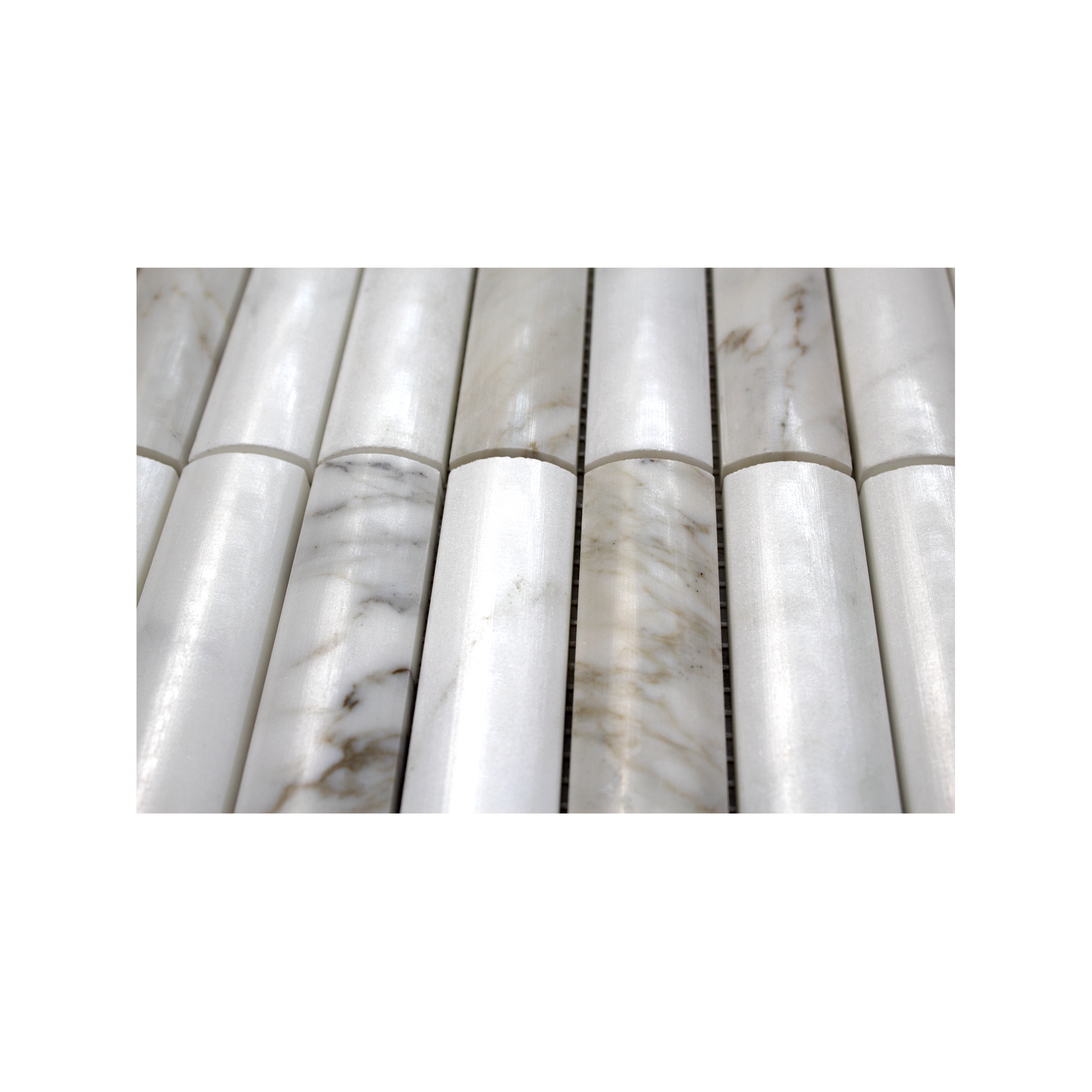 Fluted Calacatta Gold Marble Polished Mosaic Tile