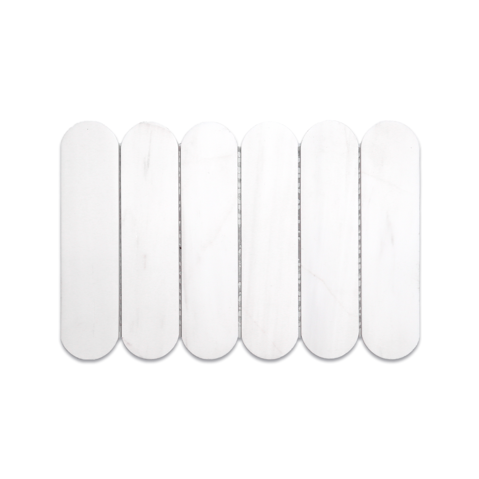 Pill Shape Bianco Dolomite Marble Honed Mosaic Tile