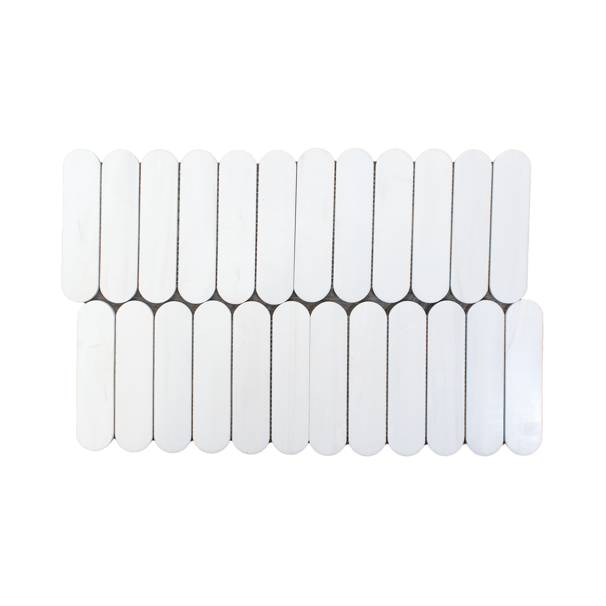 Pill Shape Bianco Dolomite Marble Polished Mosaic Tile