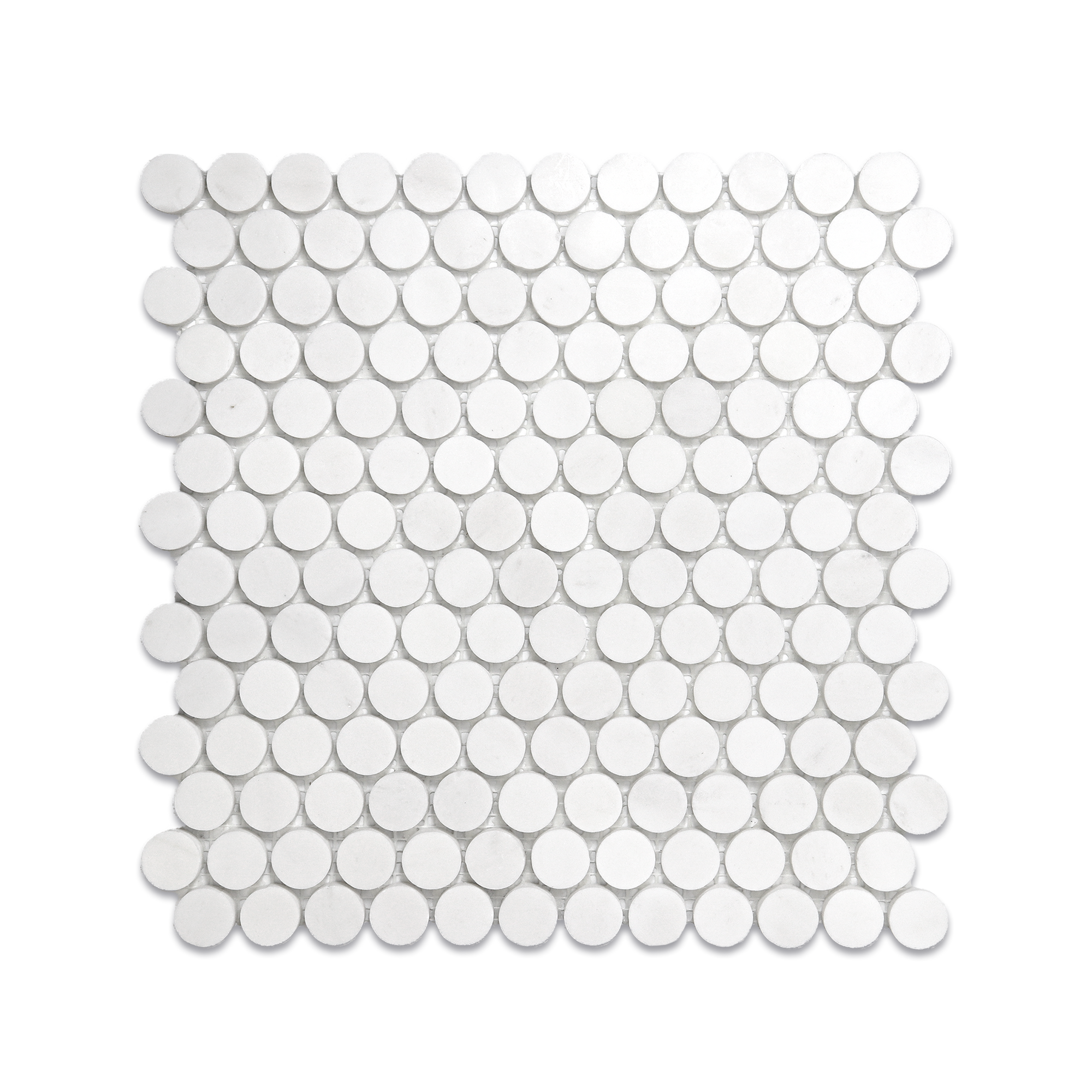 Penny Round 1" Bianco Dolomite Marble Polished Mosaic Tile