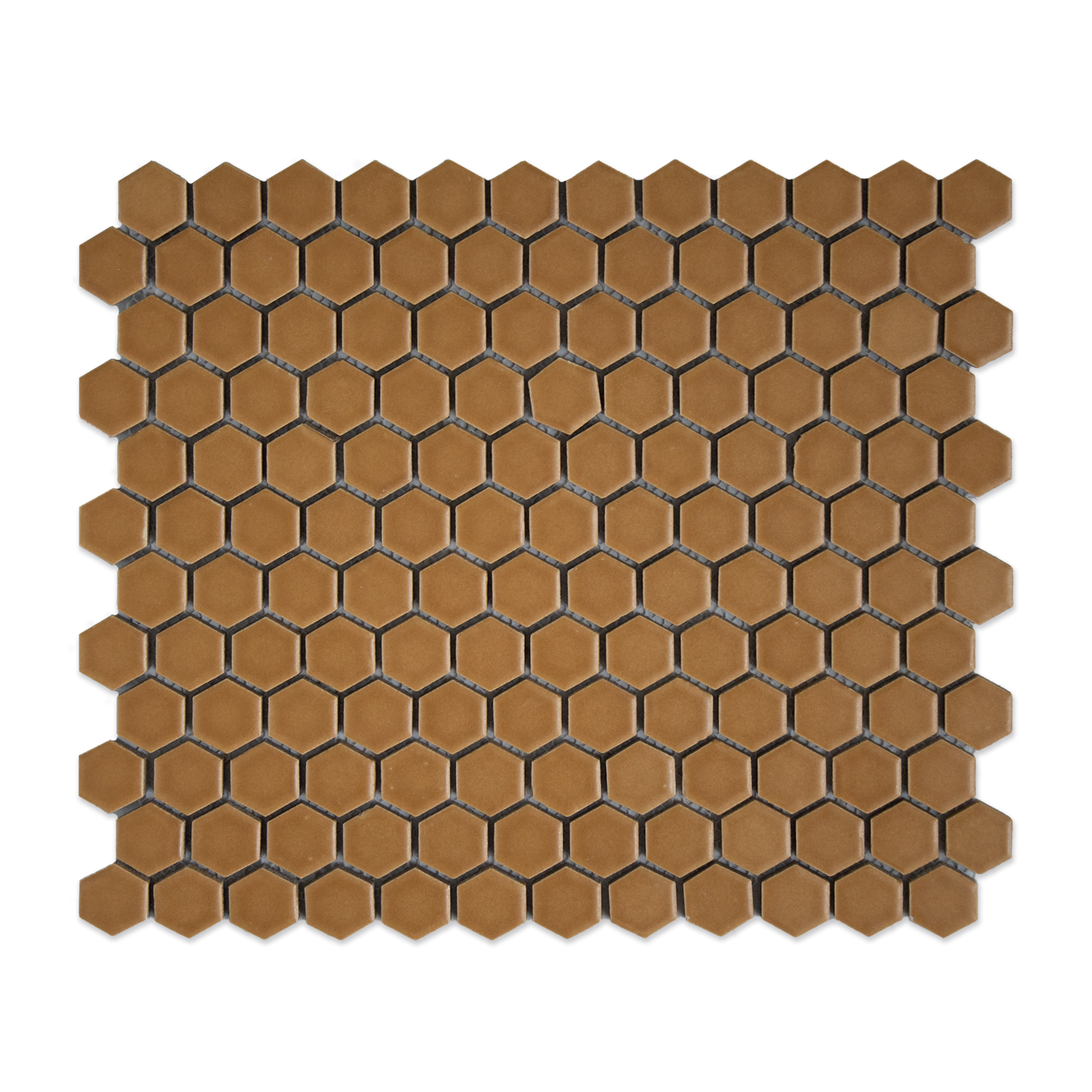 Tobacco Brown 1" Hexagon Matte Porcelain Mosaic Tile