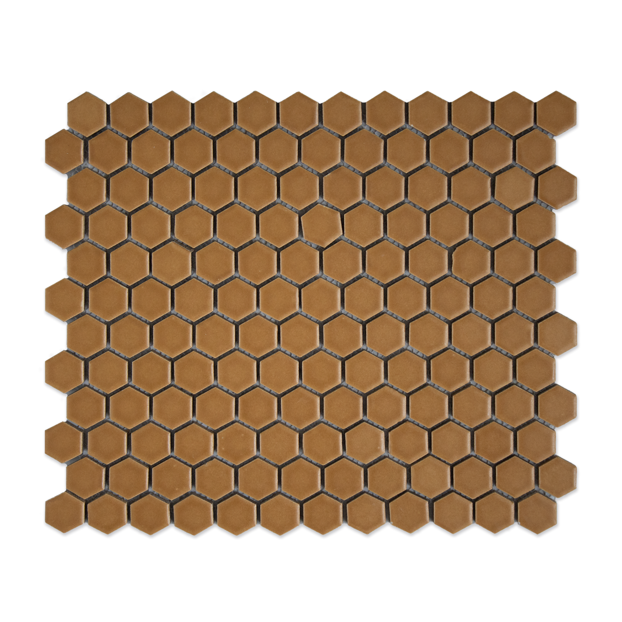 Tobacco Brown 1" Hexagon Matte Porcelain Mosaic Tile