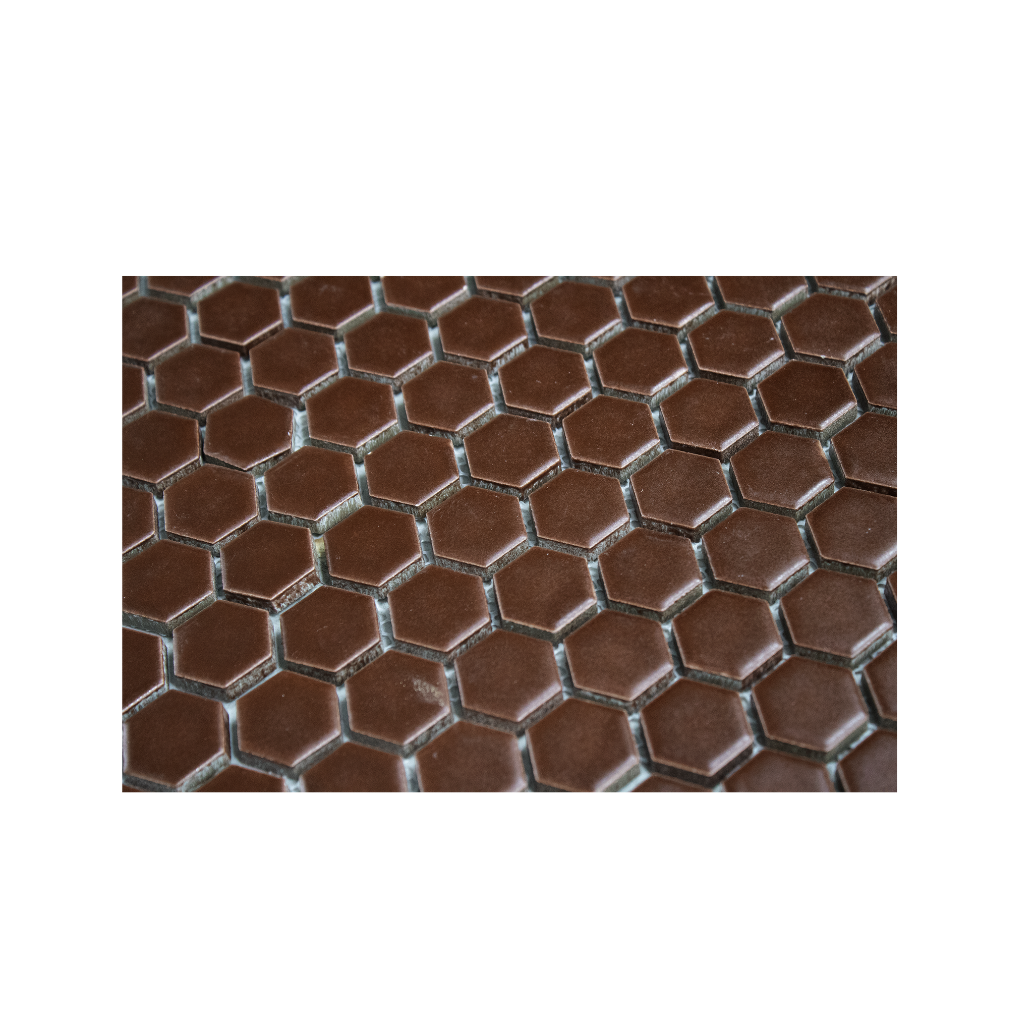 Mahogany Brown 1" Hexagon Matte Porcelain Mosaic Tile