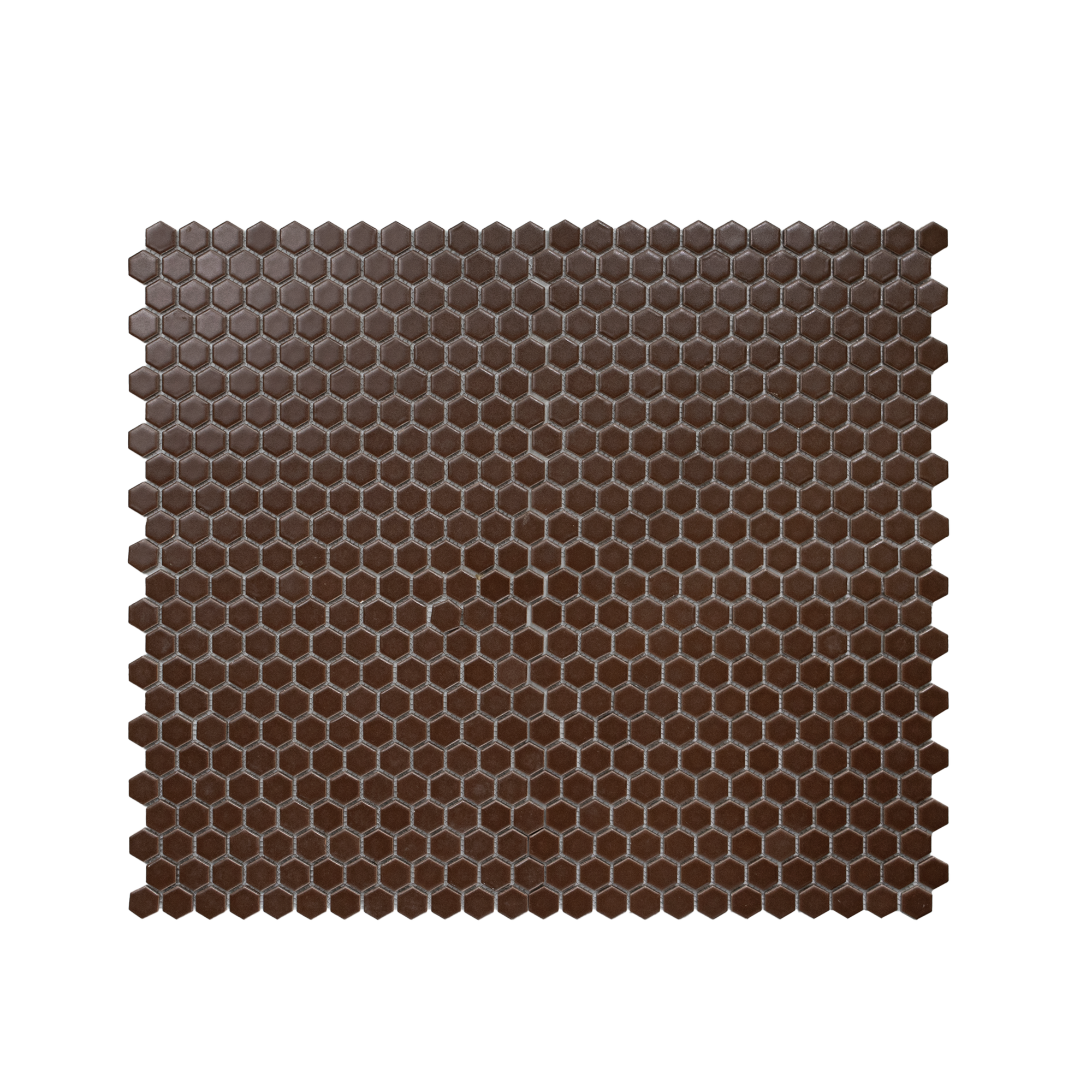 Mahogany Brown 1" Hexagon Matte Porcelain Mosaic Tile