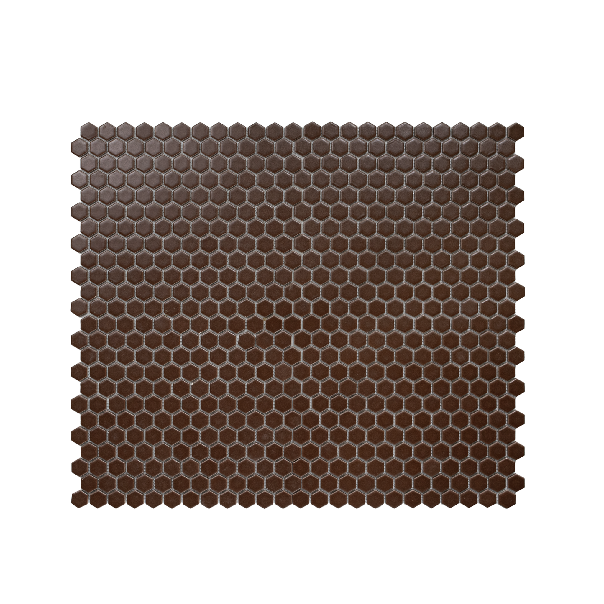 Mahogany Brown 1" Hexagon Matte Porcelain Mosaic Tile