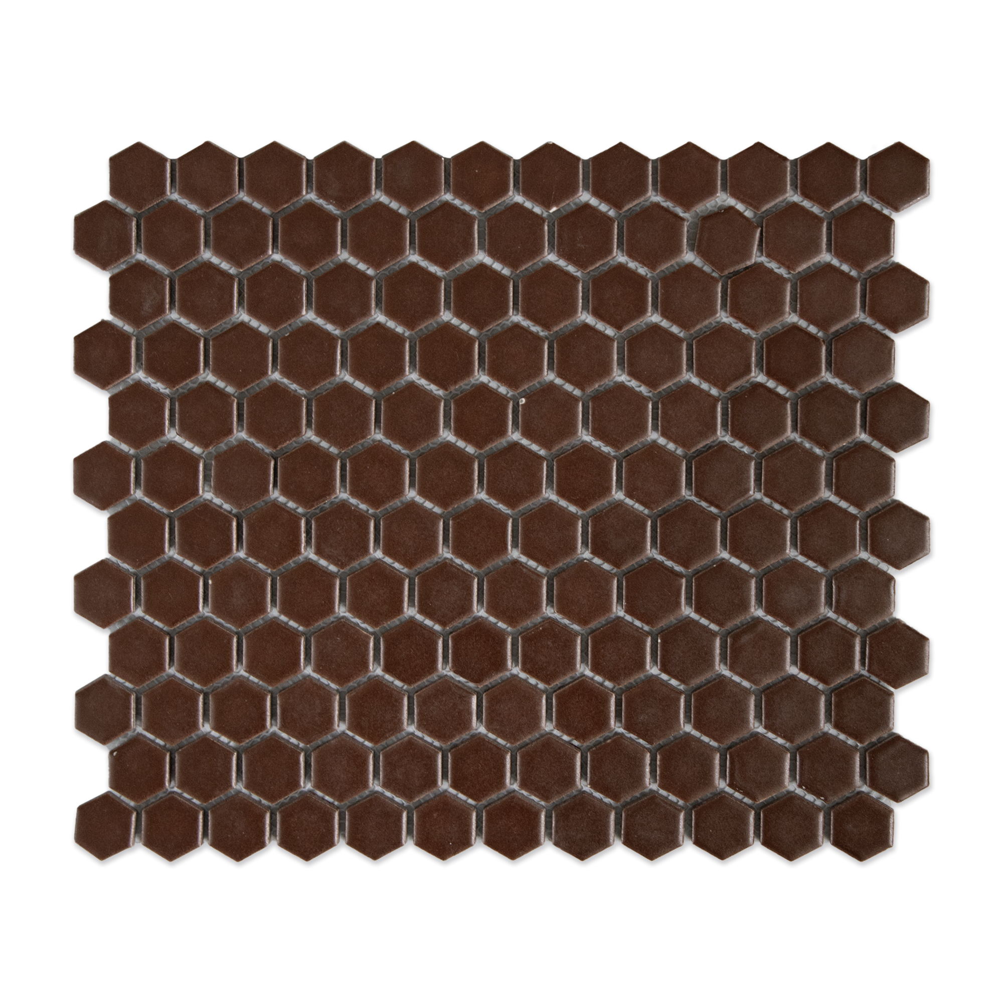 Mahogany Brown 1" Hexagon Matte Porcelain Mosaic Tile