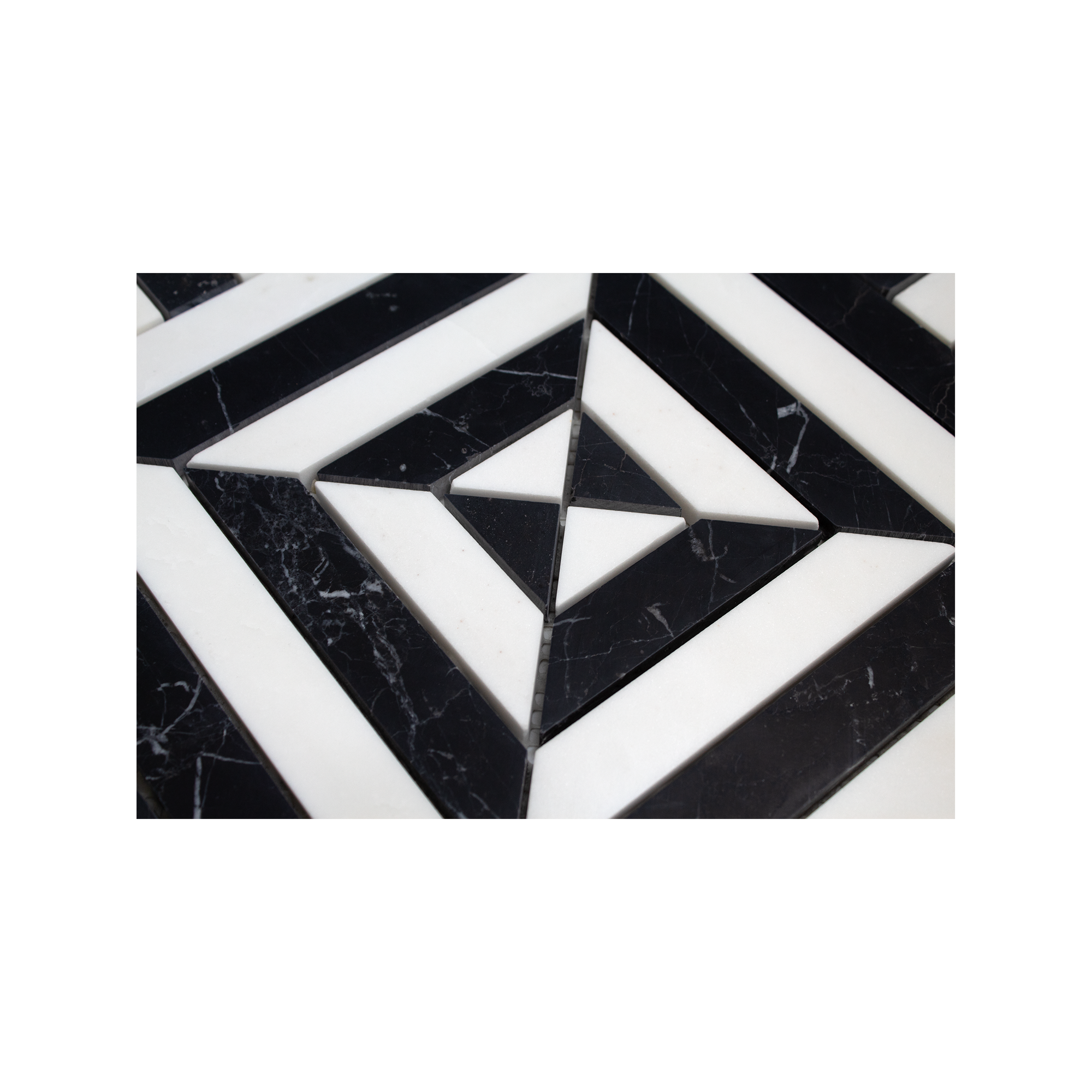 Horizon Nero Marquina and Dolomite Marble Honed Mosaic Tile