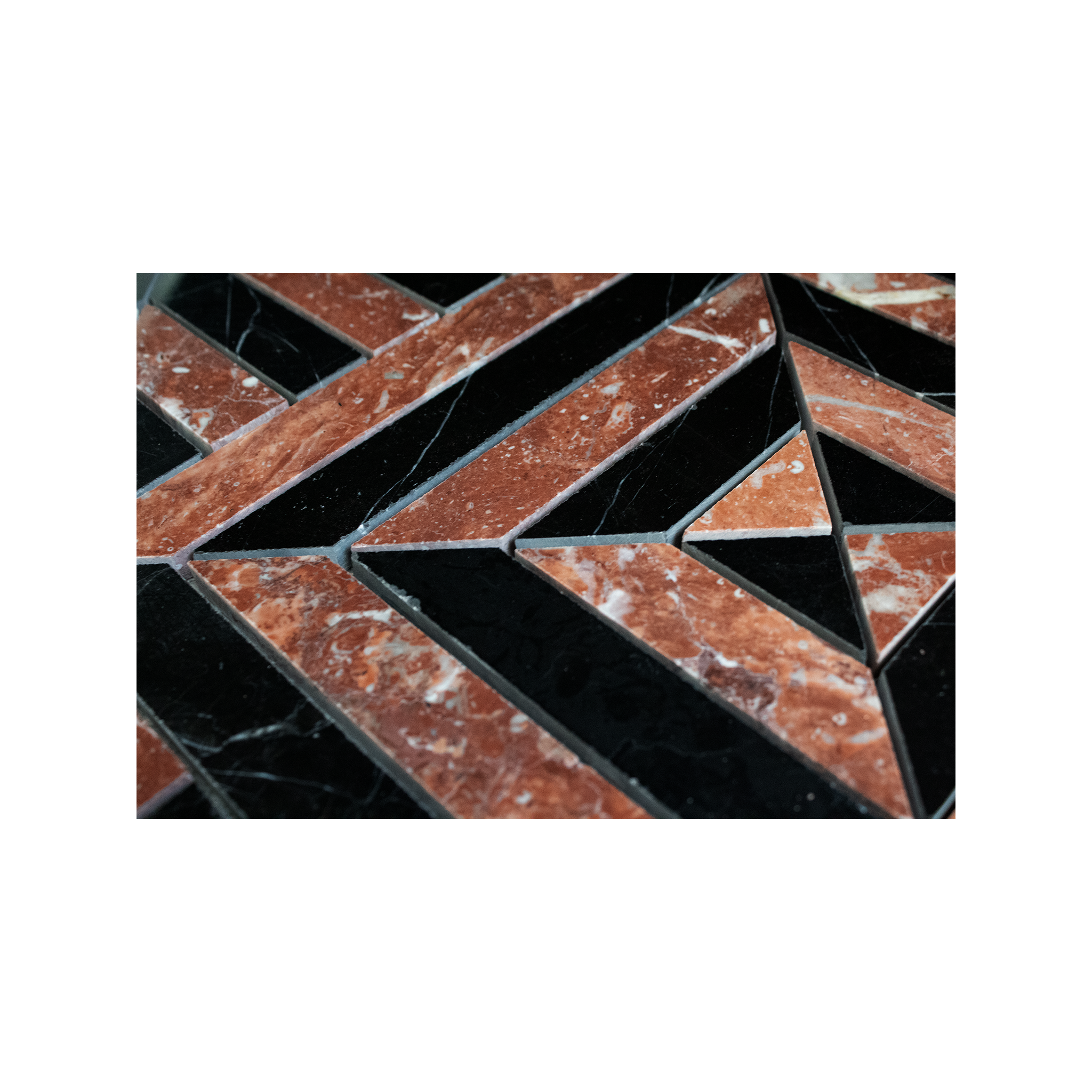 Horizon Rojo Alicante and Nero Marquina Marble Polished Mosaic Tile