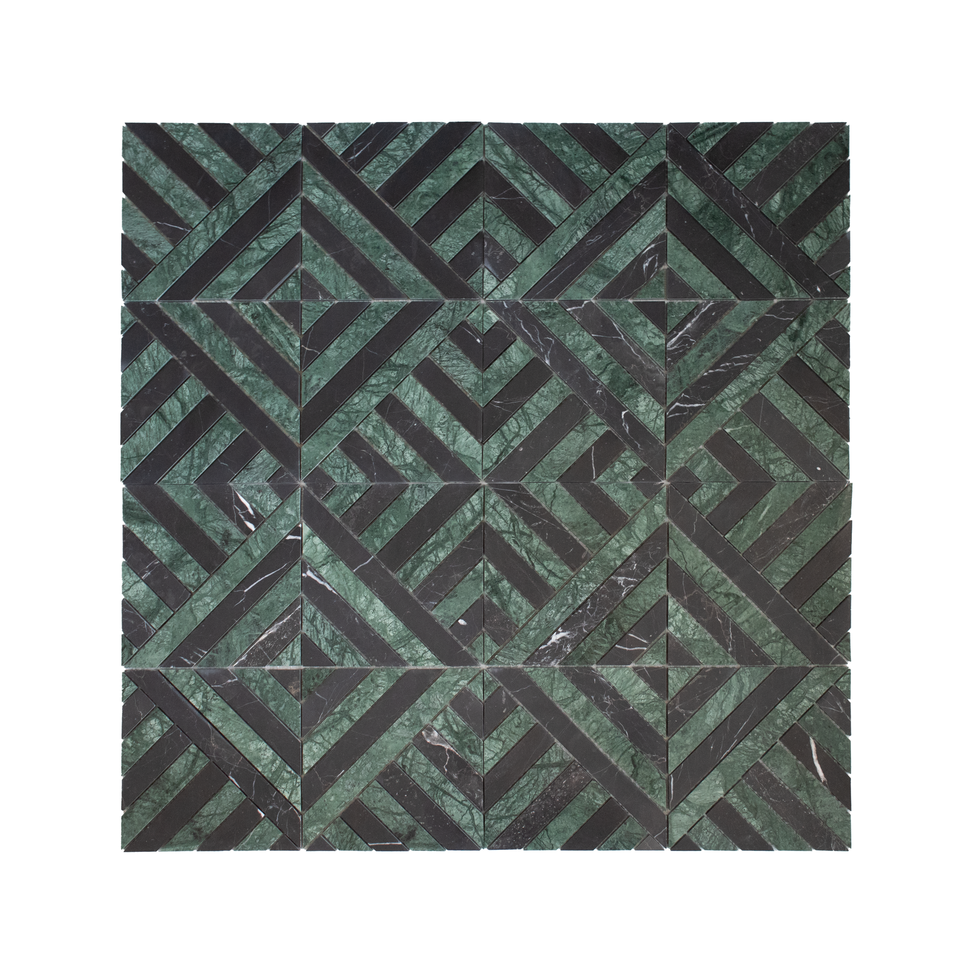 Horizon Verde Alpi and Nero Marquina Marble Polished Mosaic Tile