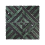 Horizon Verde Alpi and Nero Marquina Marble Polished Mosaic Tile