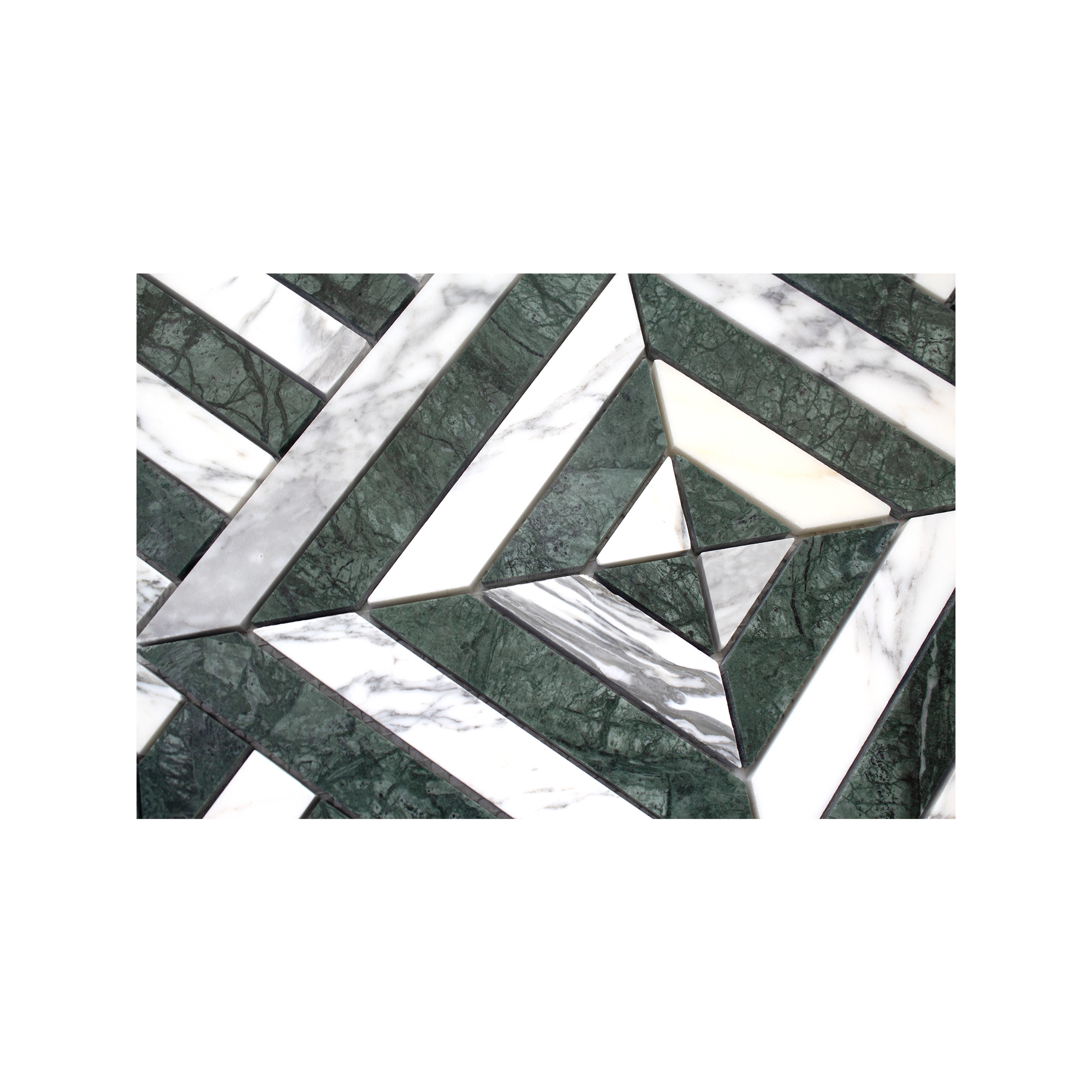 Horizon Verde Alpi and Arabescato Corchia Marble Honed Mosaic Tile