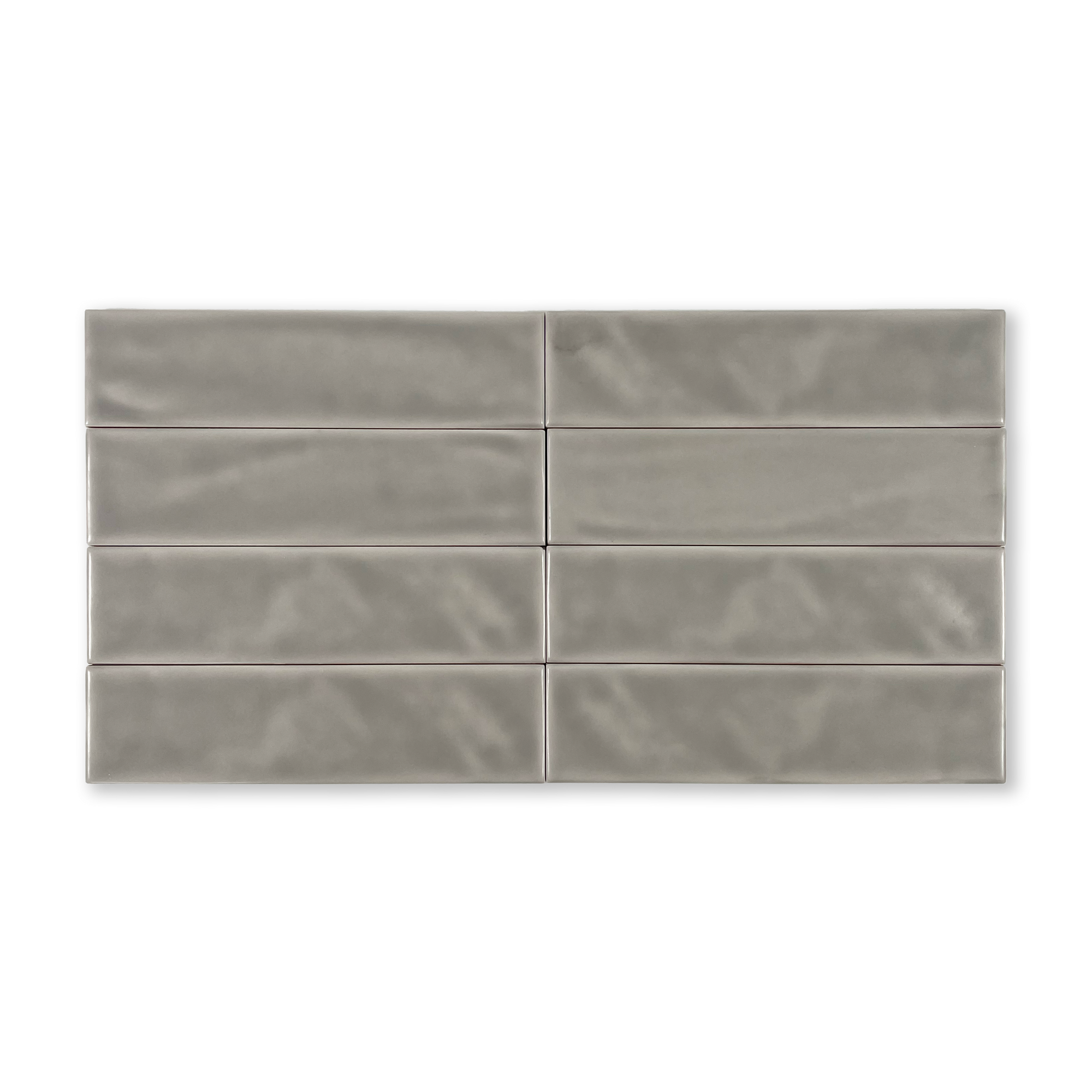 Handmade Brick 2x8 Grey Matte Undulated Subway Tile - Lot of 133 Sq ft