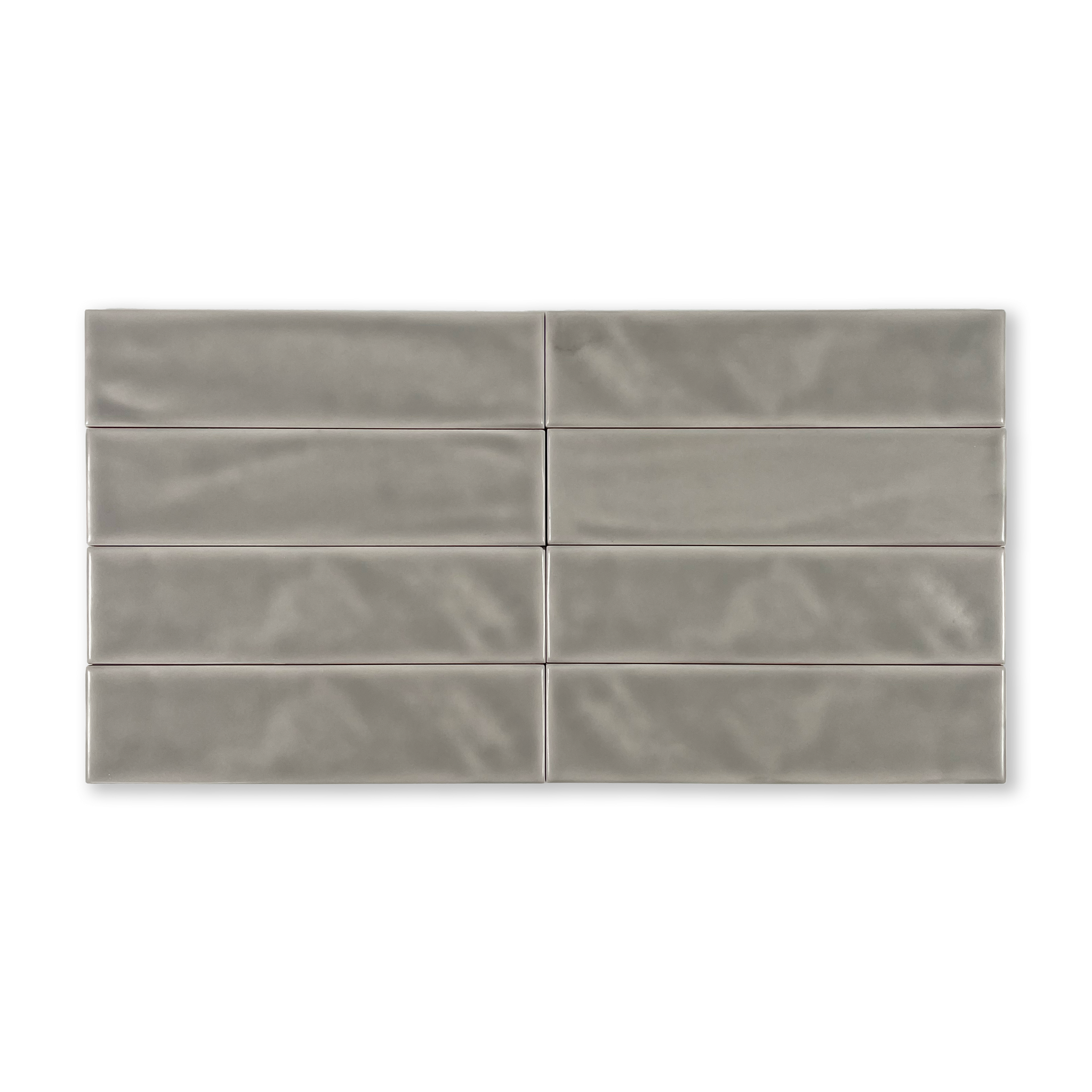 Handmade Brick 2x8 Grey Matte Undulated Subway Tile - Lot of 133 Sq ft