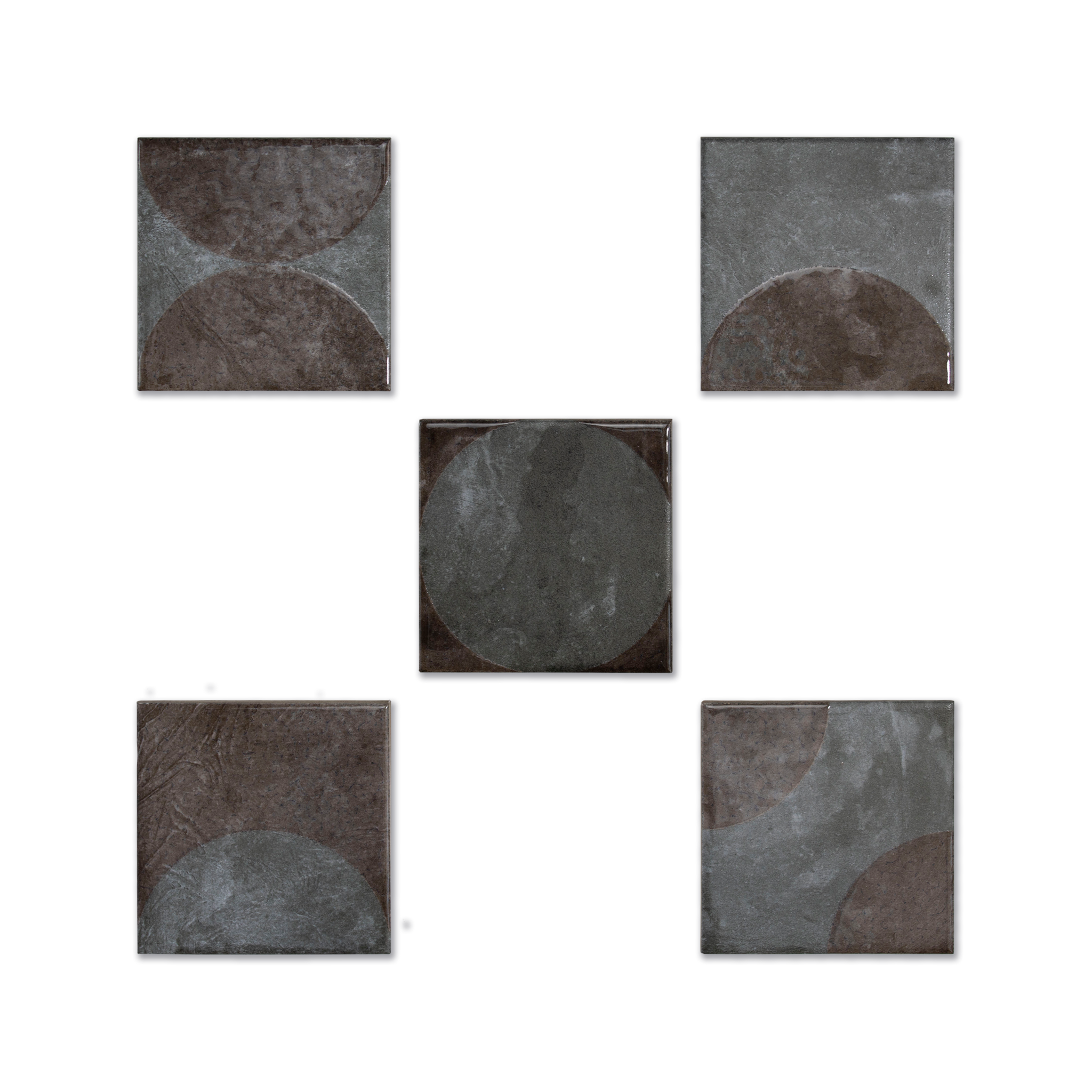 Moonlit Circular Silver Grey Porcelain Tile