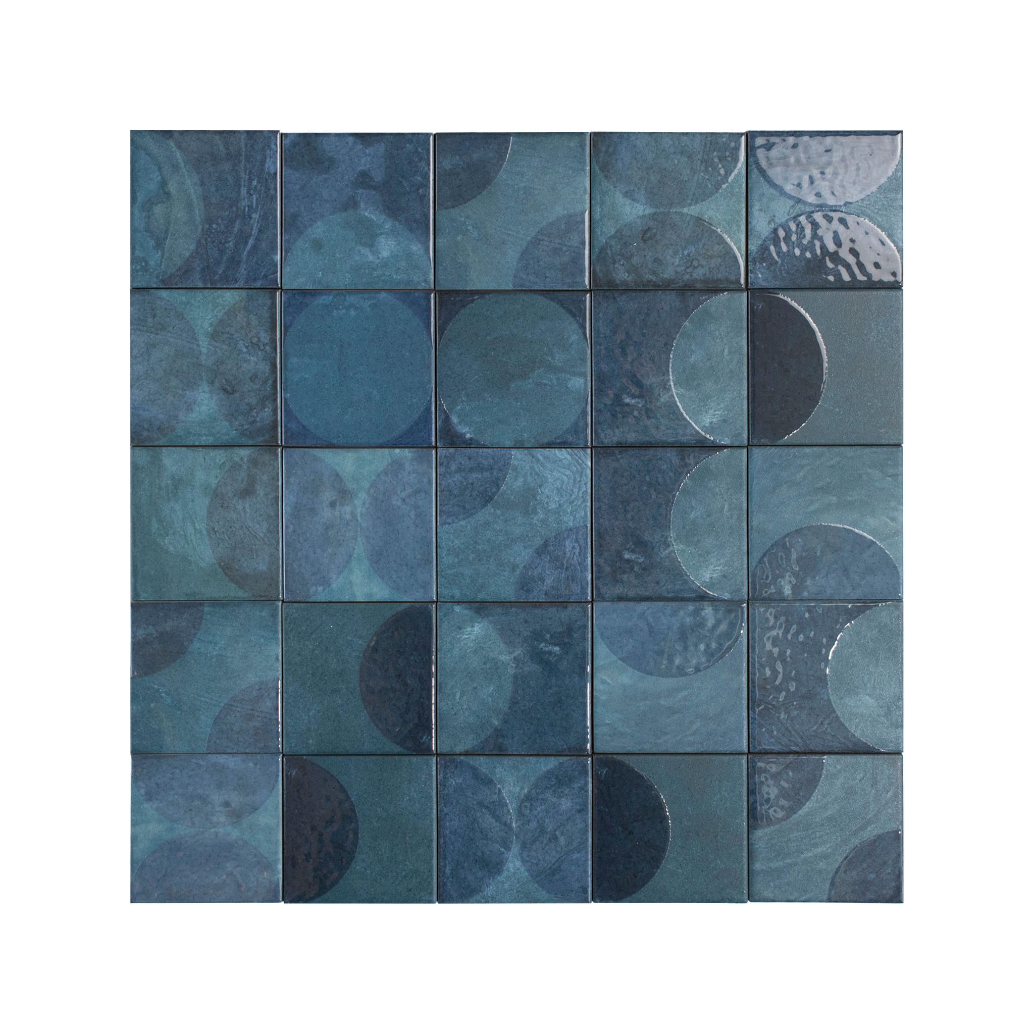 Moonlit Circular Tide Blue Porcelain Tile