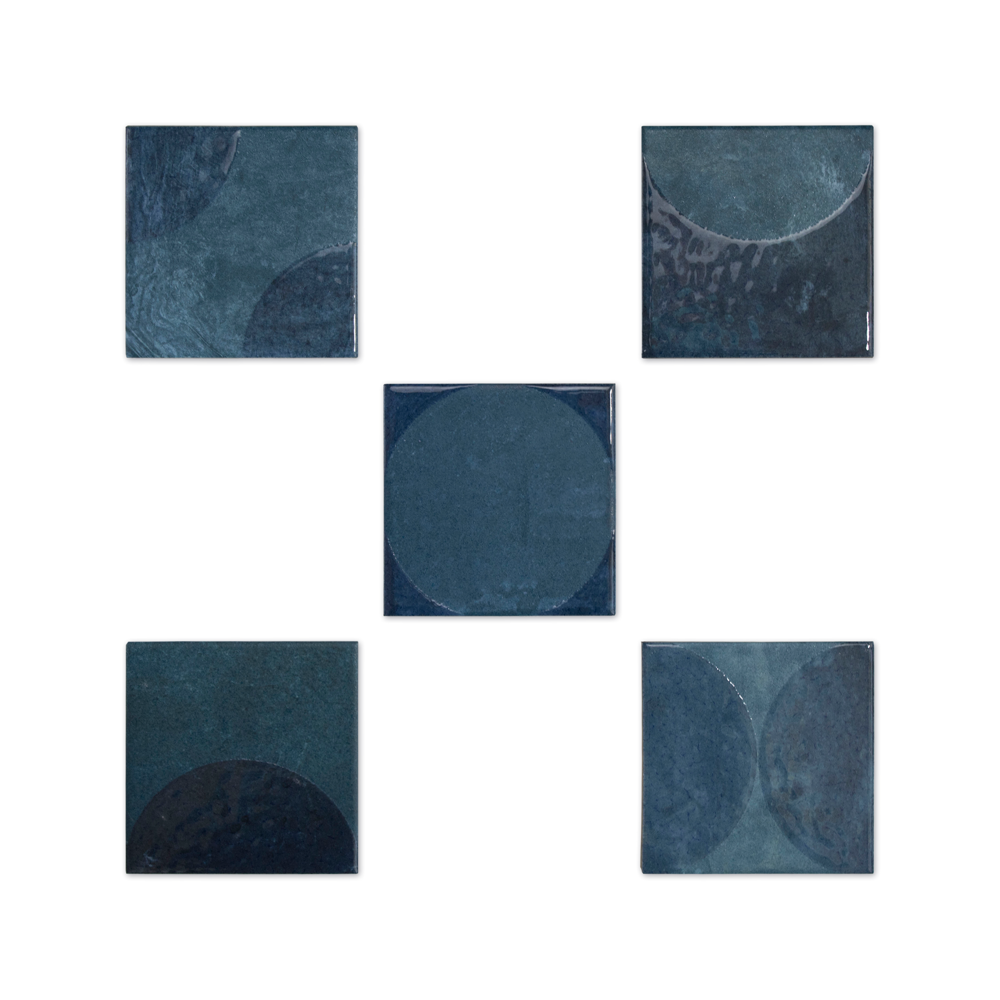 Moonlit Circular Tide Blue Porcelain Tile