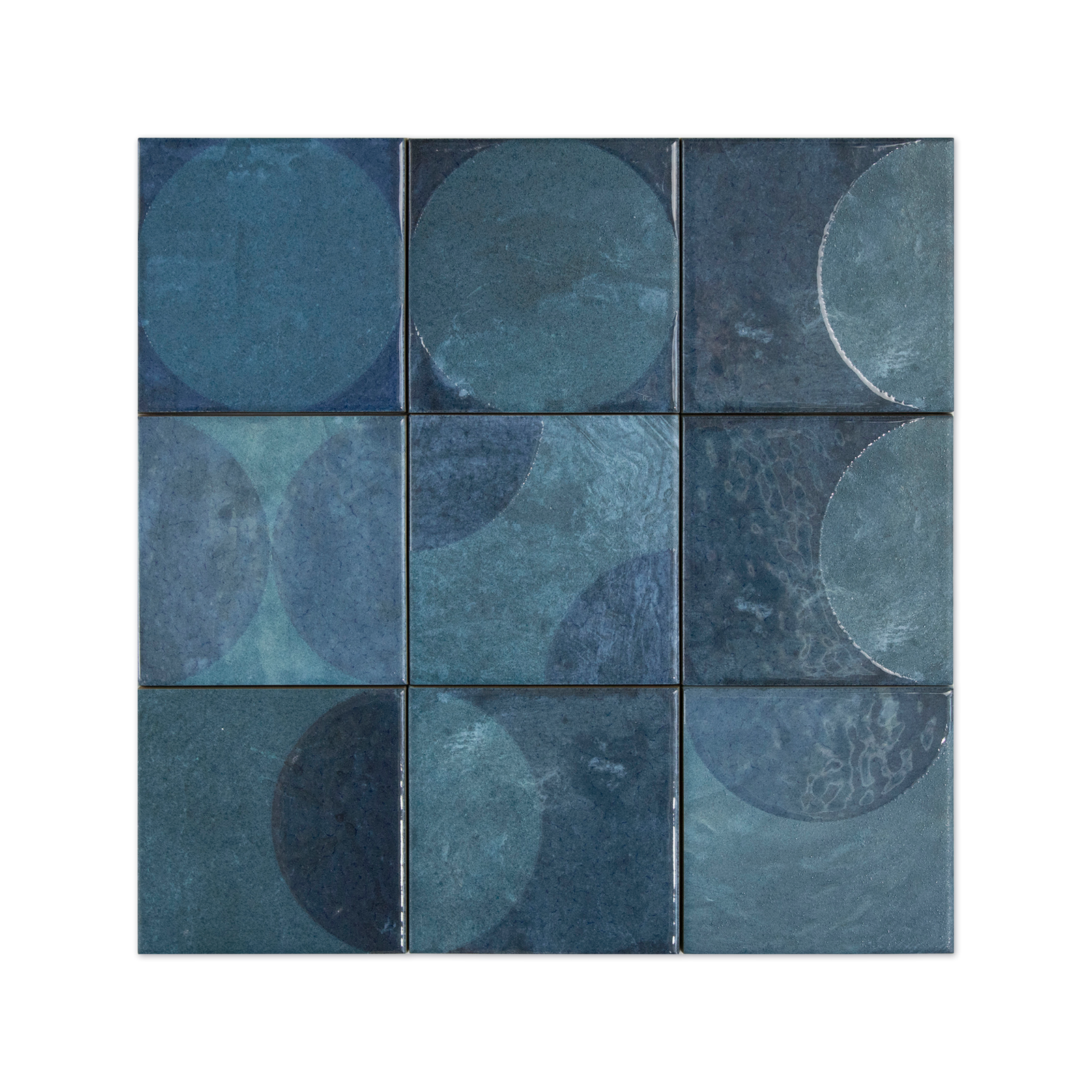 Moonlit Circular Tide Blue Porcelain Tile