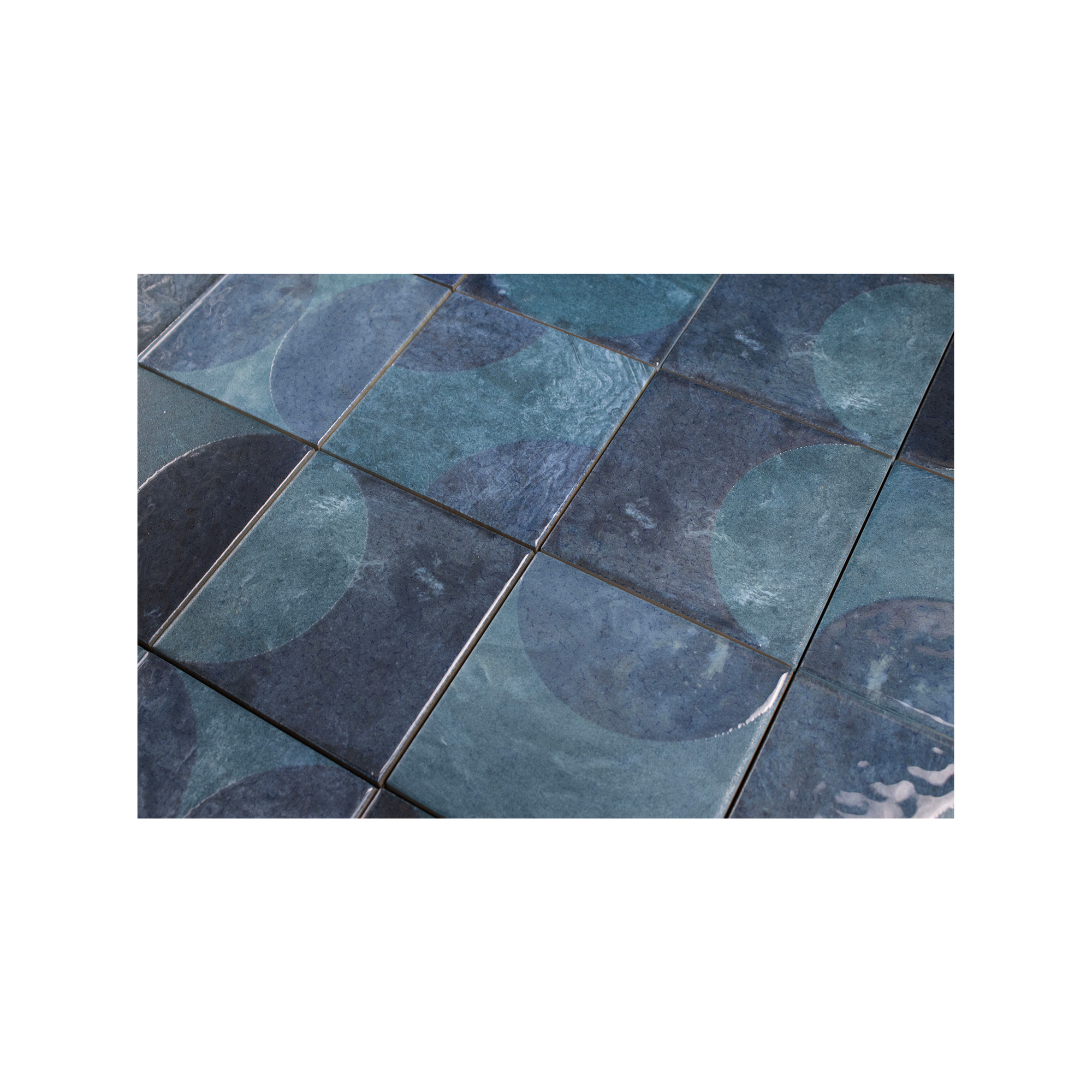 Moonlit Circular Tide Blue Porcelain Tile