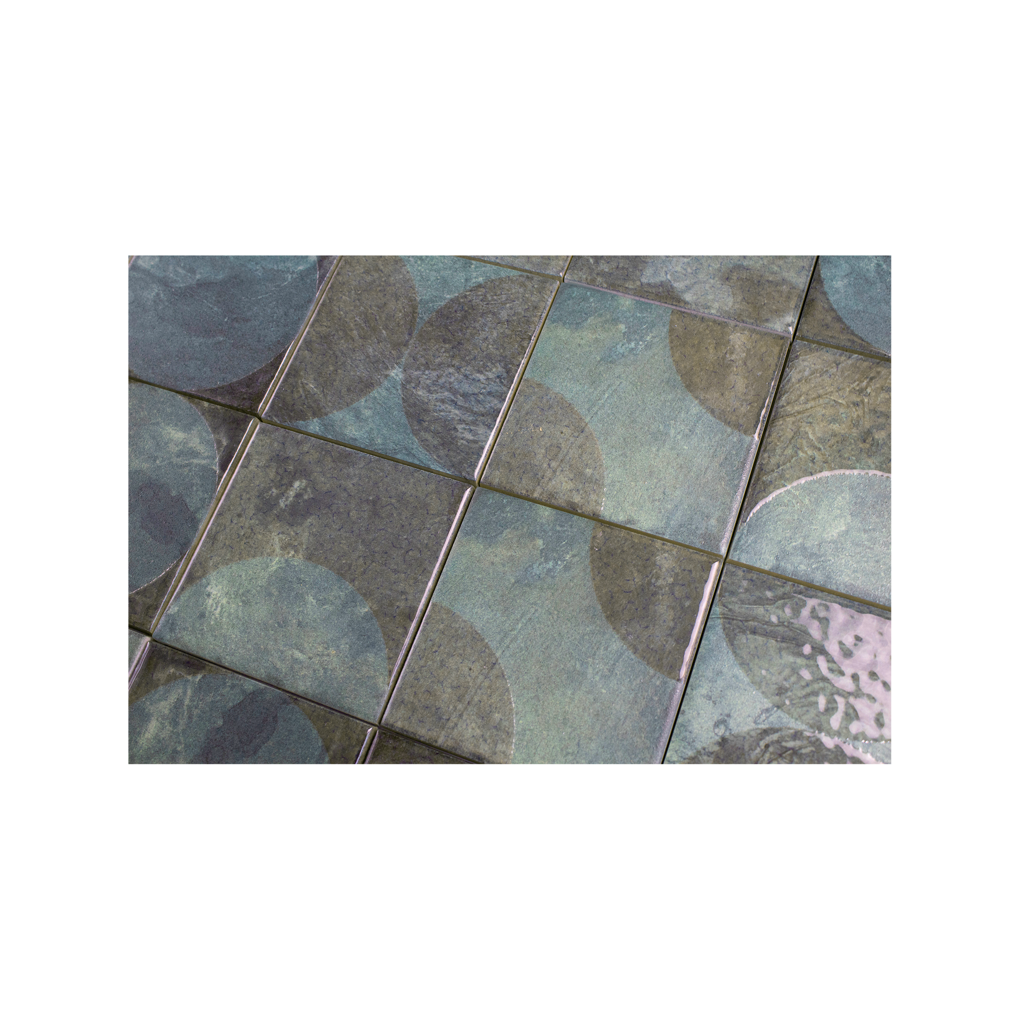 Moonlit Circular Agate Green Porcelain Tile