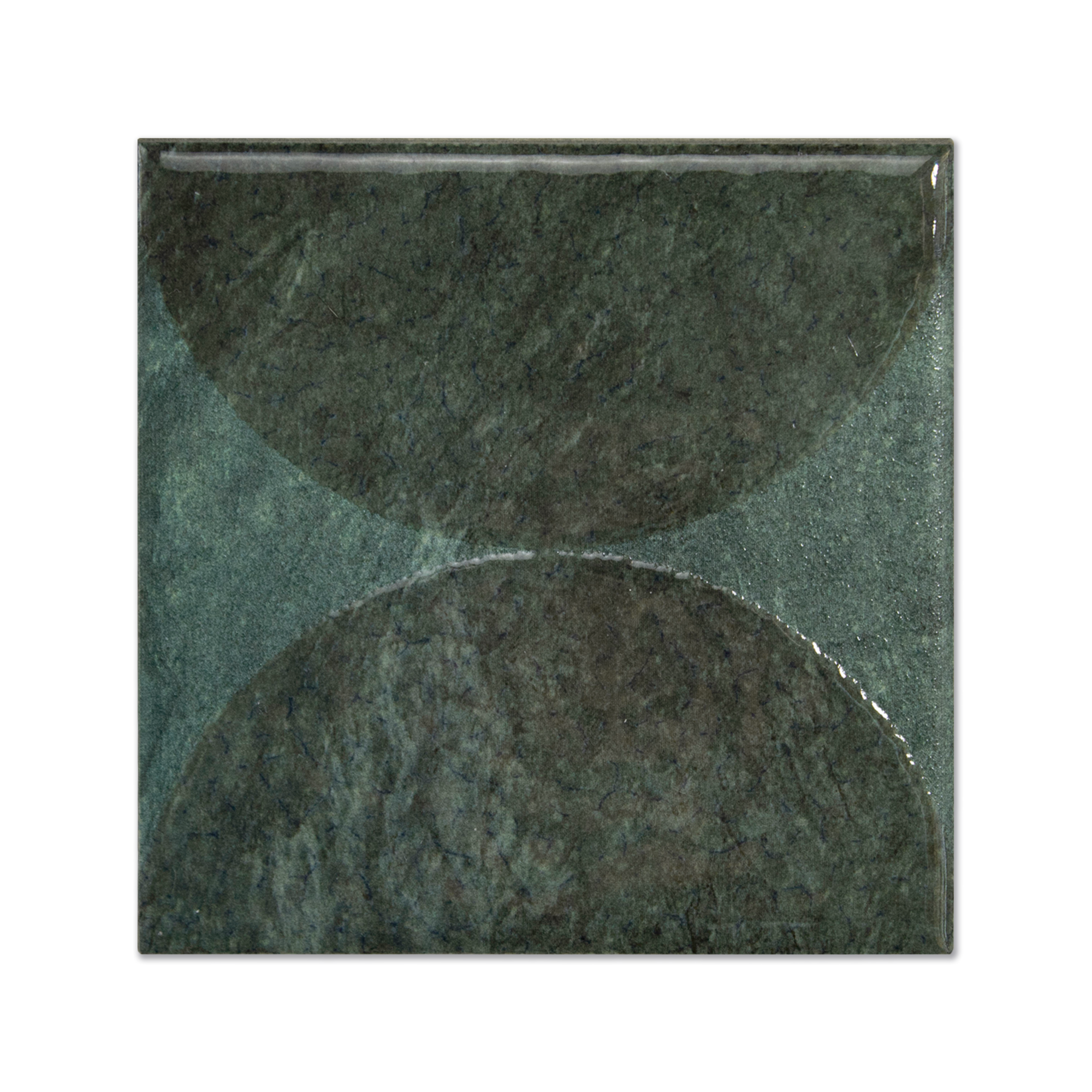 Moonlit Circular Agate Green Porcelain Tile