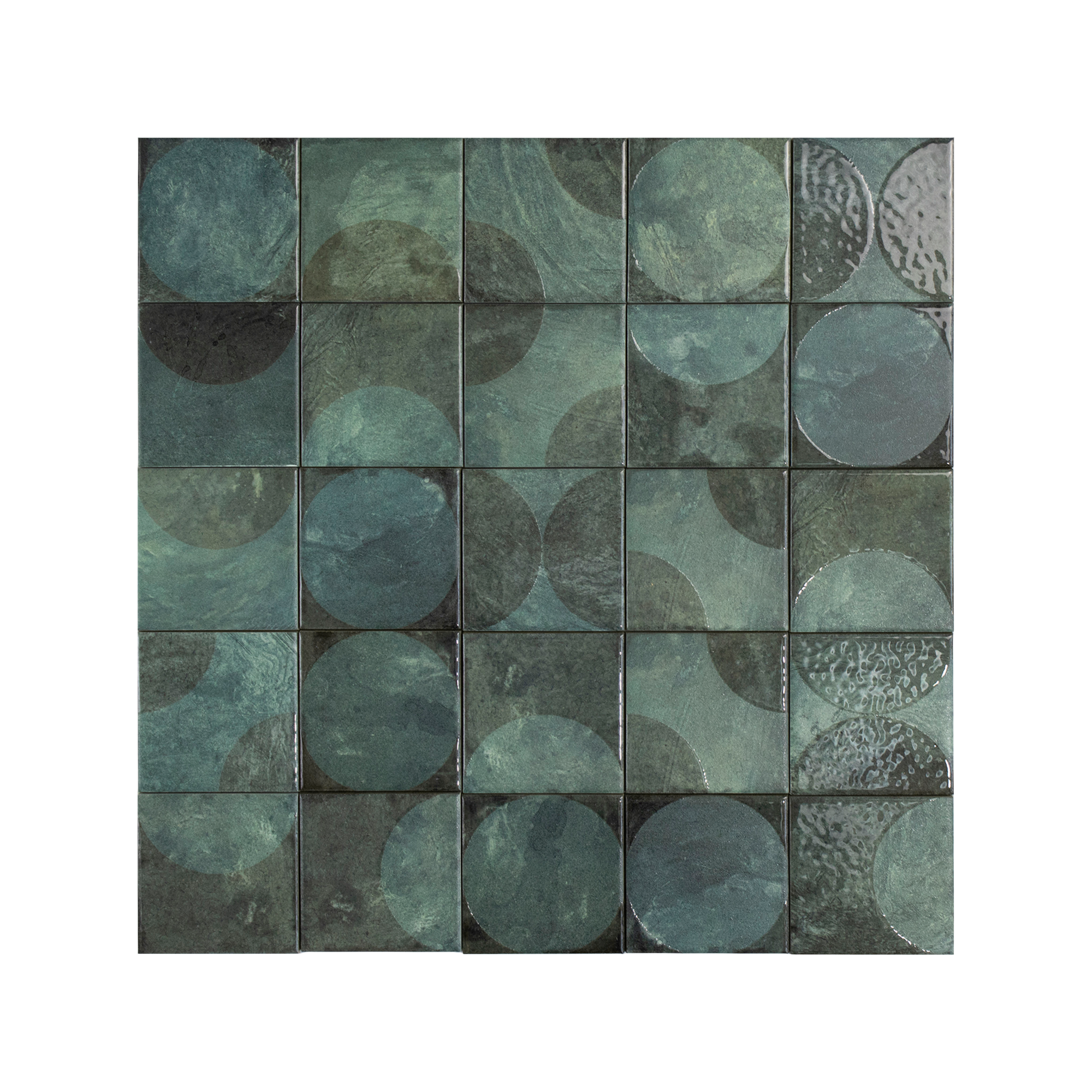 Moonlit Circular Agate Green Porcelain Tile