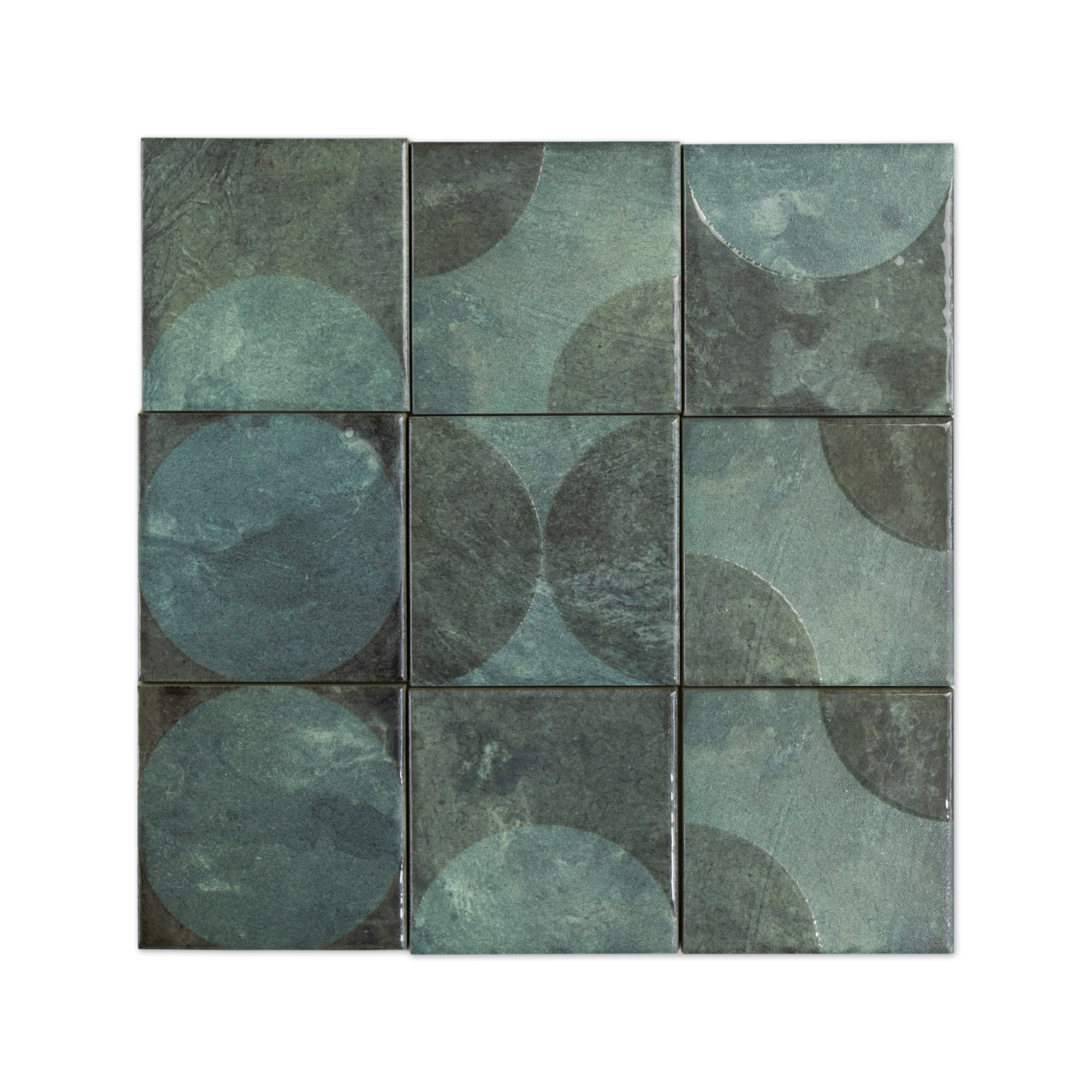 Moonlit Circular Agate Green Porcelain Tile