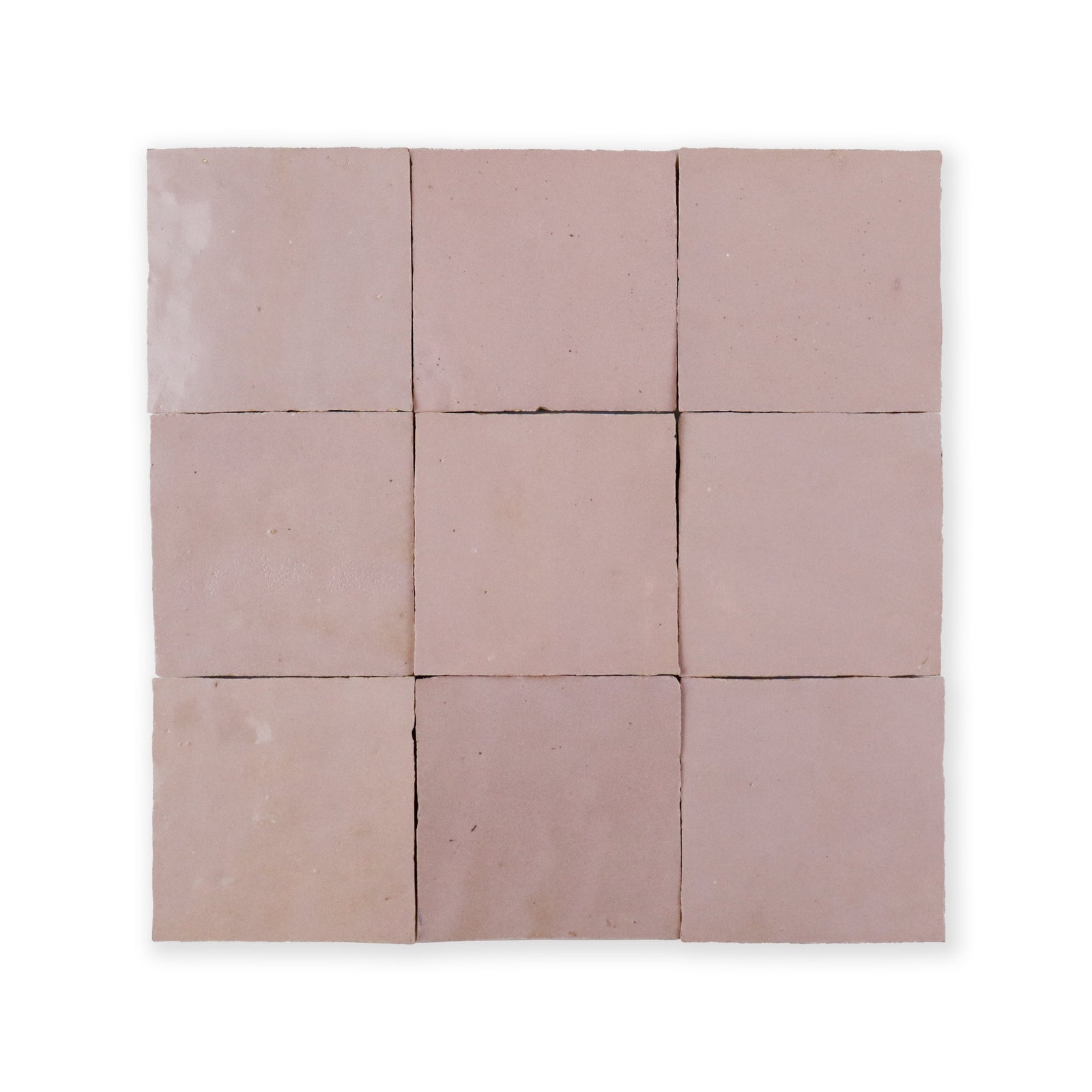 Handmade Moroccan Zellige 4x4 Powder Pink Terracotta Tile - Lot of 33 Sq ft