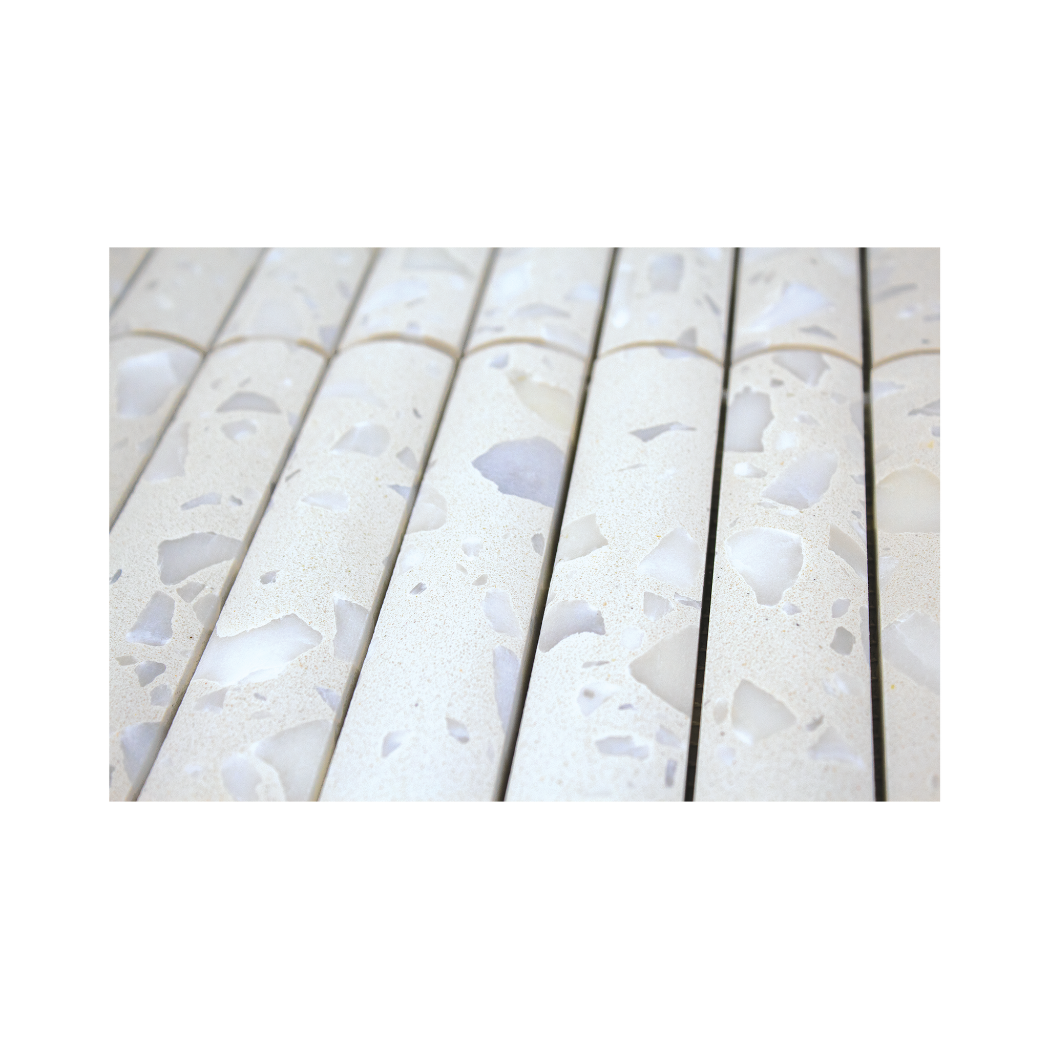 Fluted Asinara Terrazzo Honed Mosaic Tile