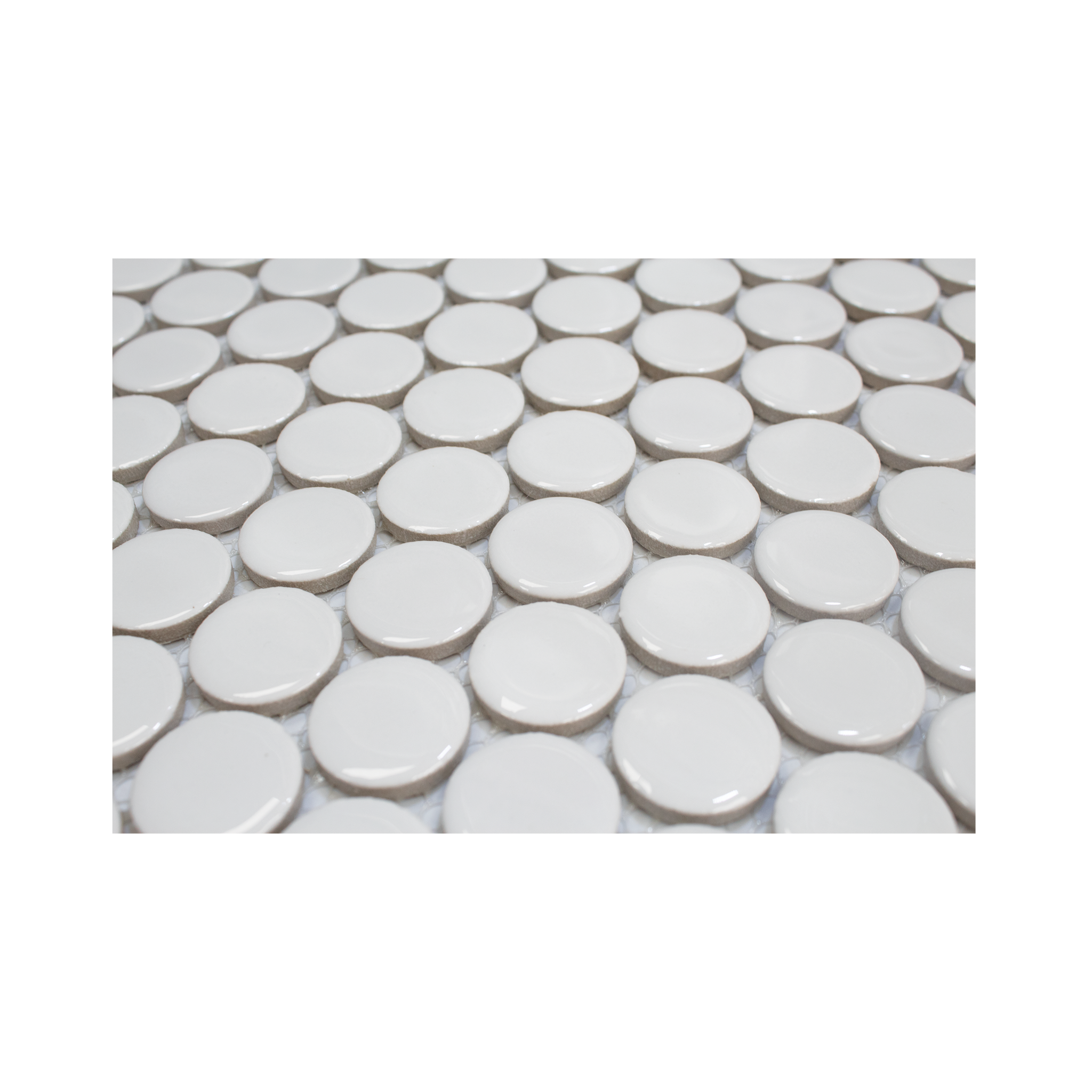 Snow White Glossy Jumbo Penny Round Mosaic Tile