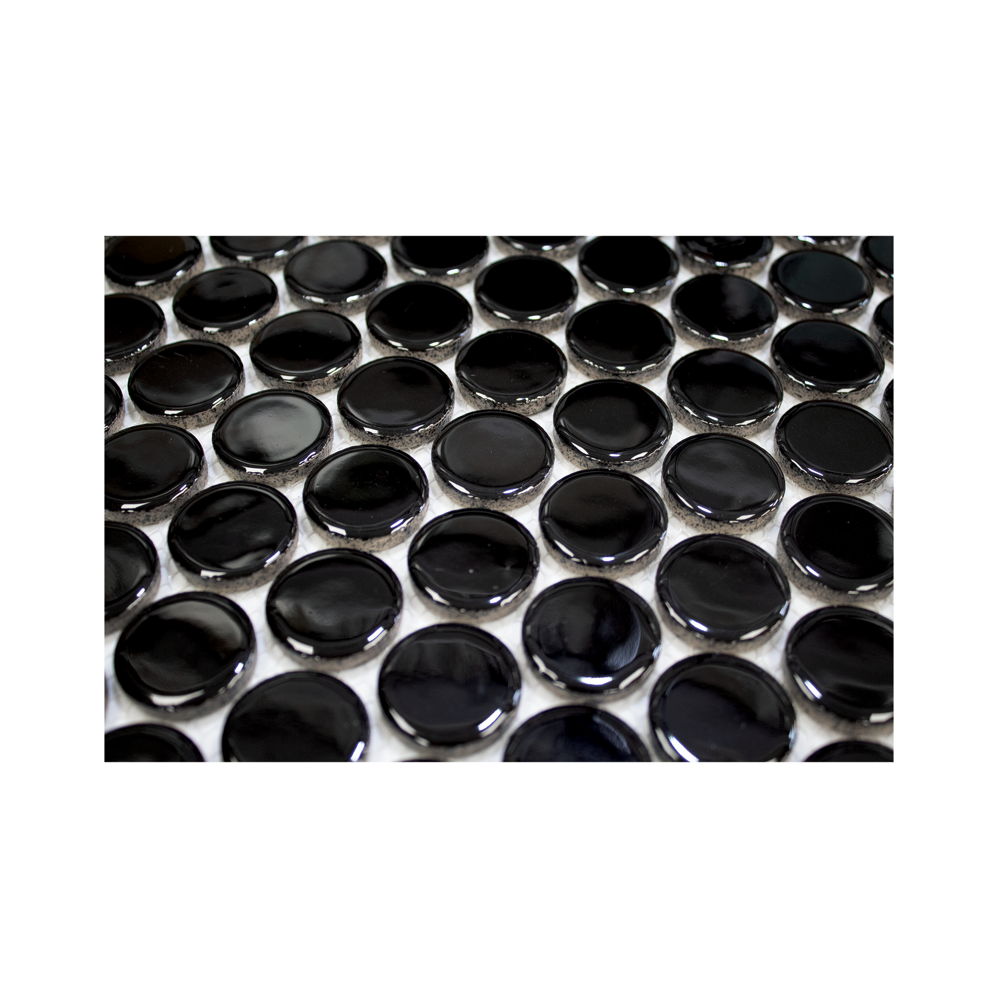 Black Glossy Jumbo Penny Round Mosaic Tile