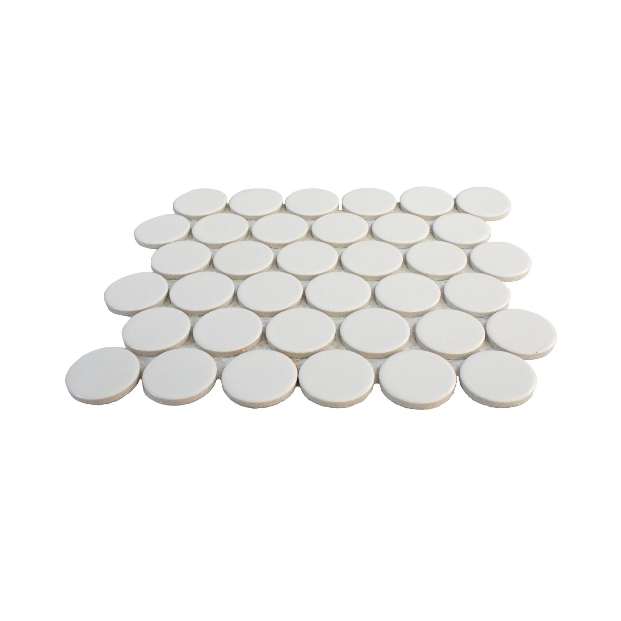 Snow White Matte Grande Penny Round Mosaic Tile