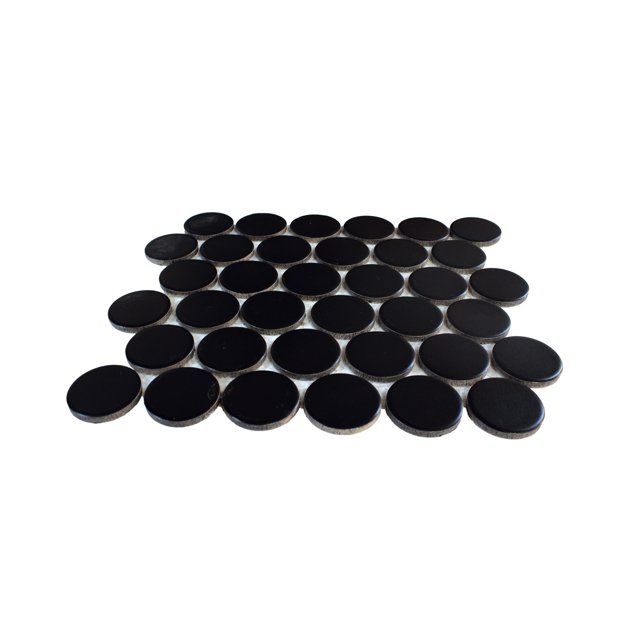 Black Matte Grande Penny Round Mosaic Tile