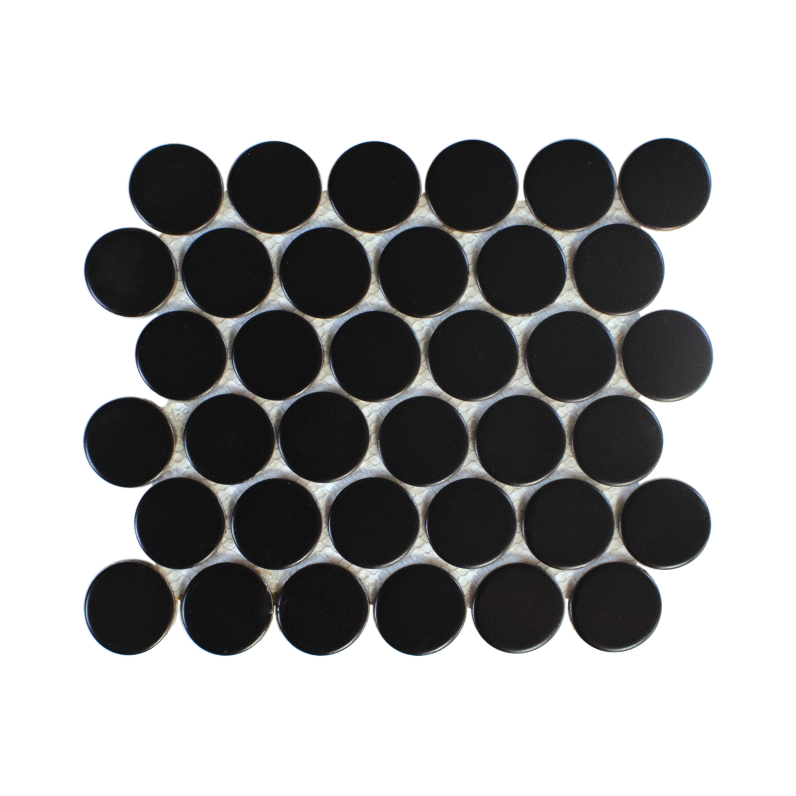 Black Matte Grande Penny Round Mosaic Tile