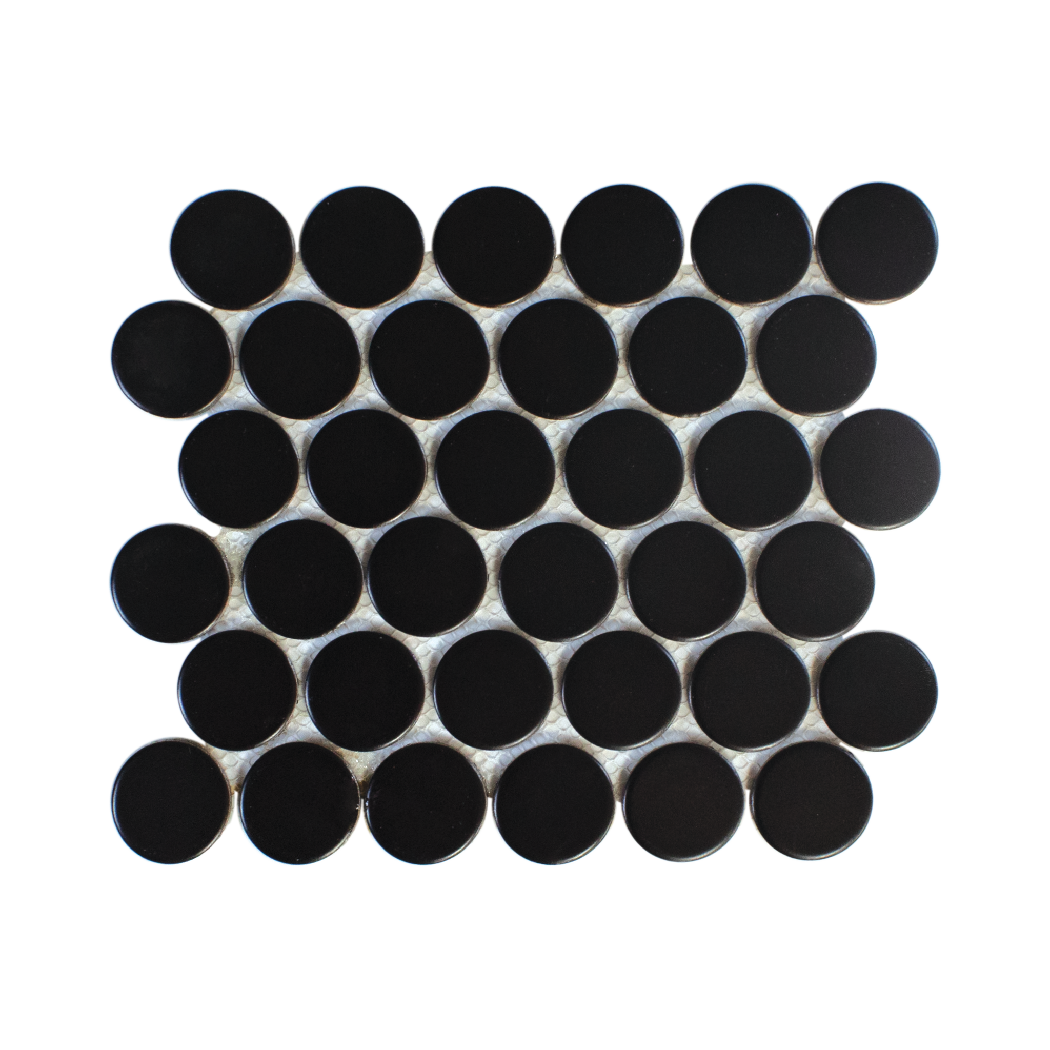 Black Matte Grande Penny Round Mosaic Tile