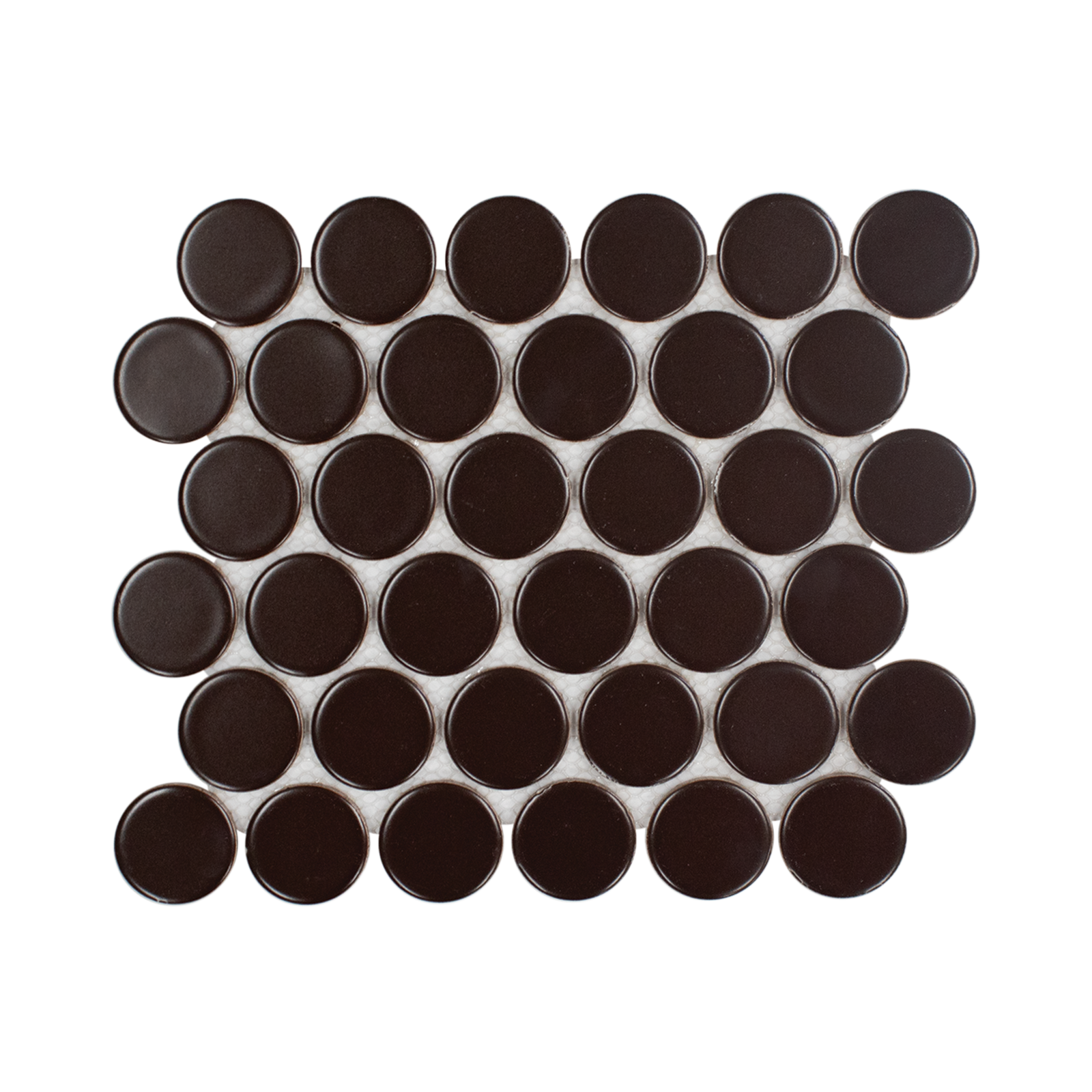 Dark Brown Matte Grande Penny Round Mosaic Tile