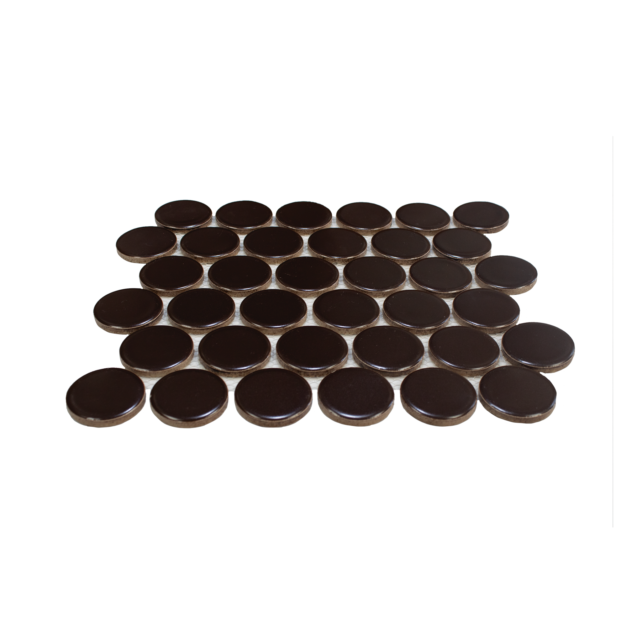 Dark Brown Matte Grande Penny Round Mosaic Tile