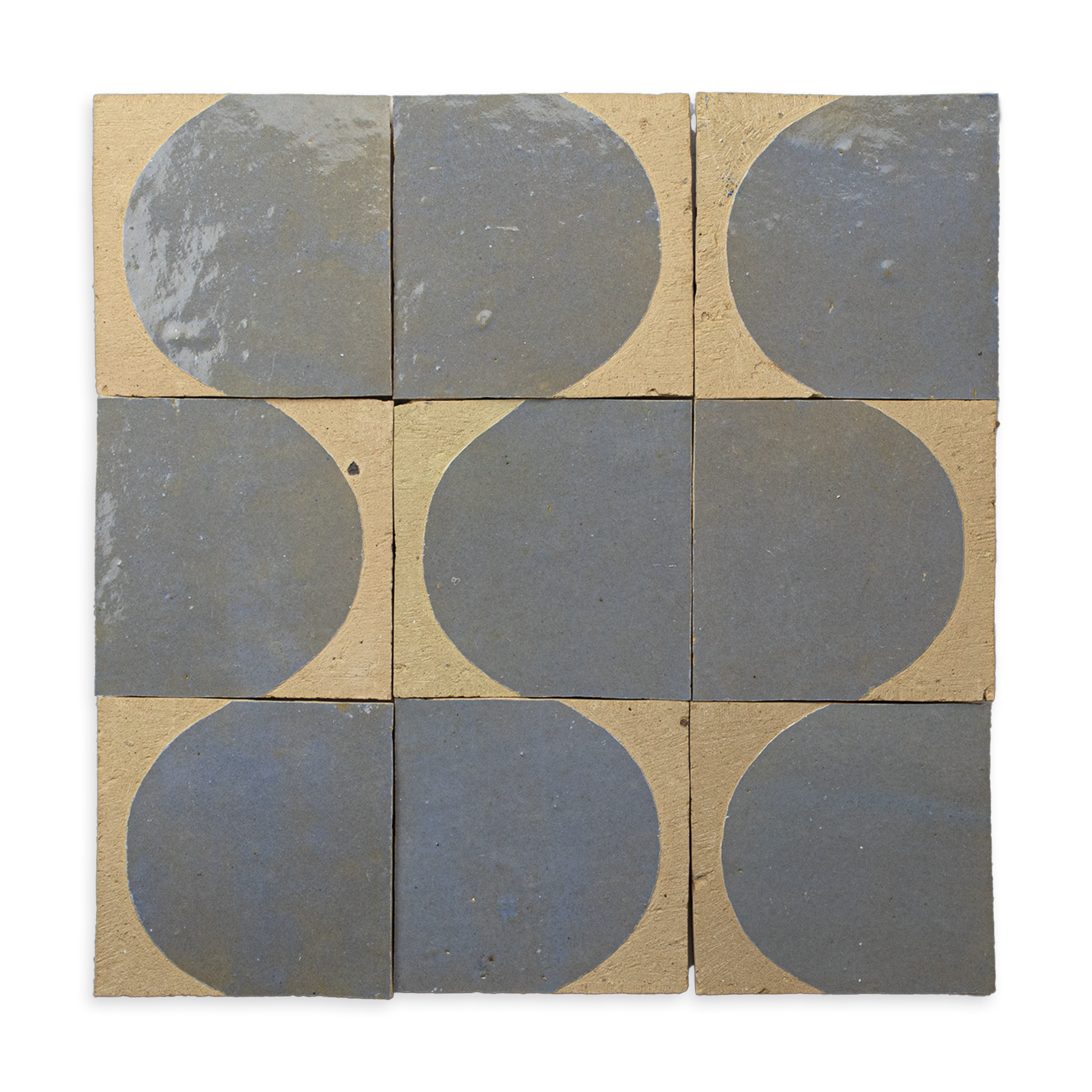 Chiseled 4x4 Half-Moon Pewter Grey Zellige Tile